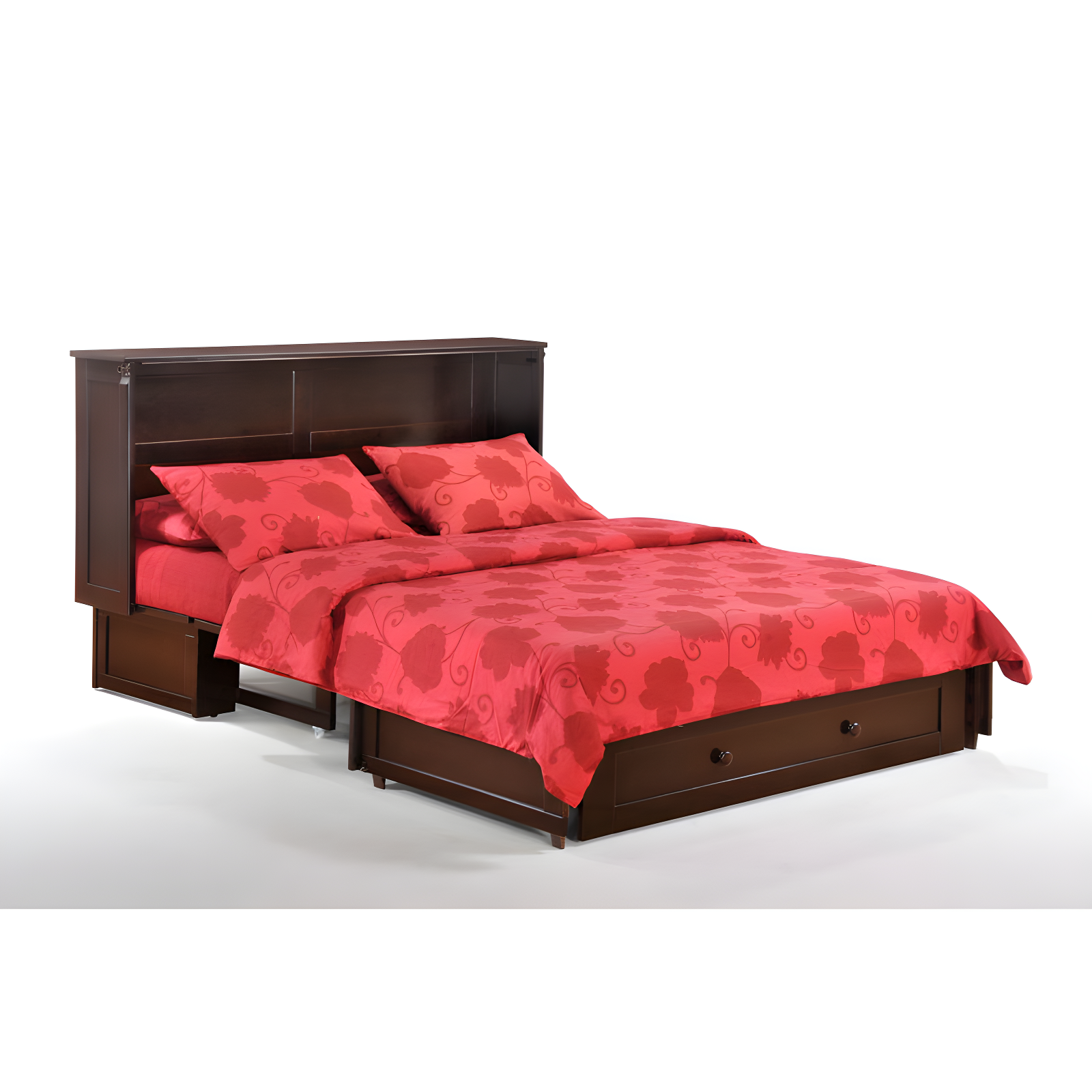 Queen Size Murphy Bed Cabinet with Storage & Charging Ports