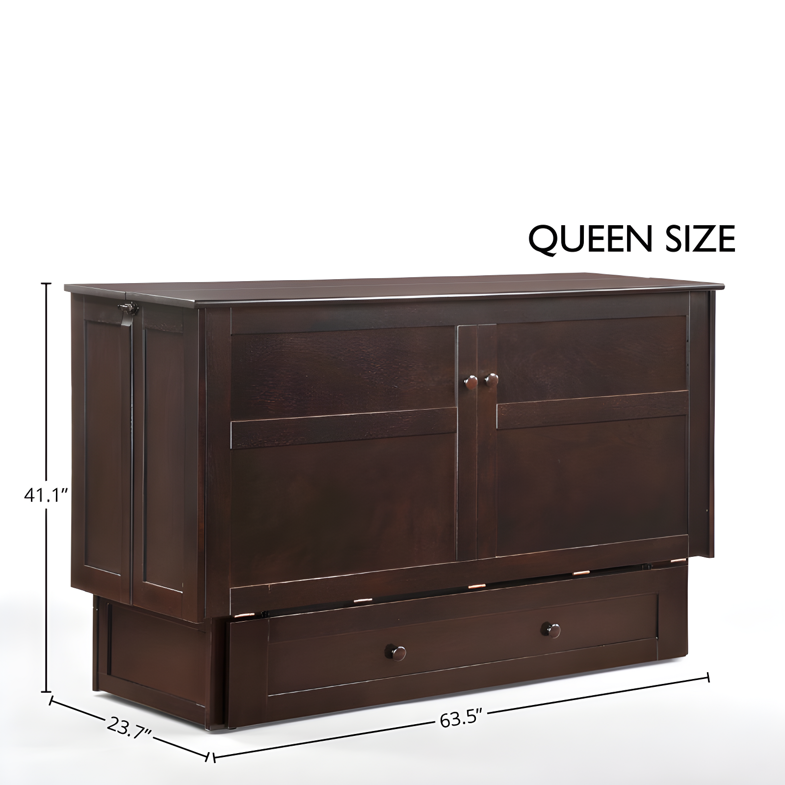 Queen Size Murphy Bed Cabinet with Storage & Charging Ports