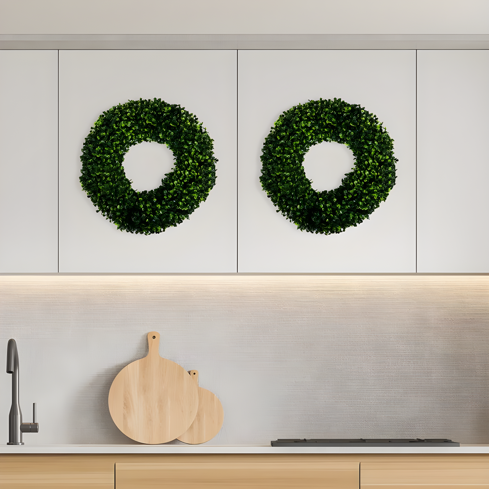 Nature Spring Boxwood Wreath - 16.5-Inch Round UV Resistant Artificial Spring, Summer, Fall, or Winter Wreath - Outdoor/Indoor Wreaths