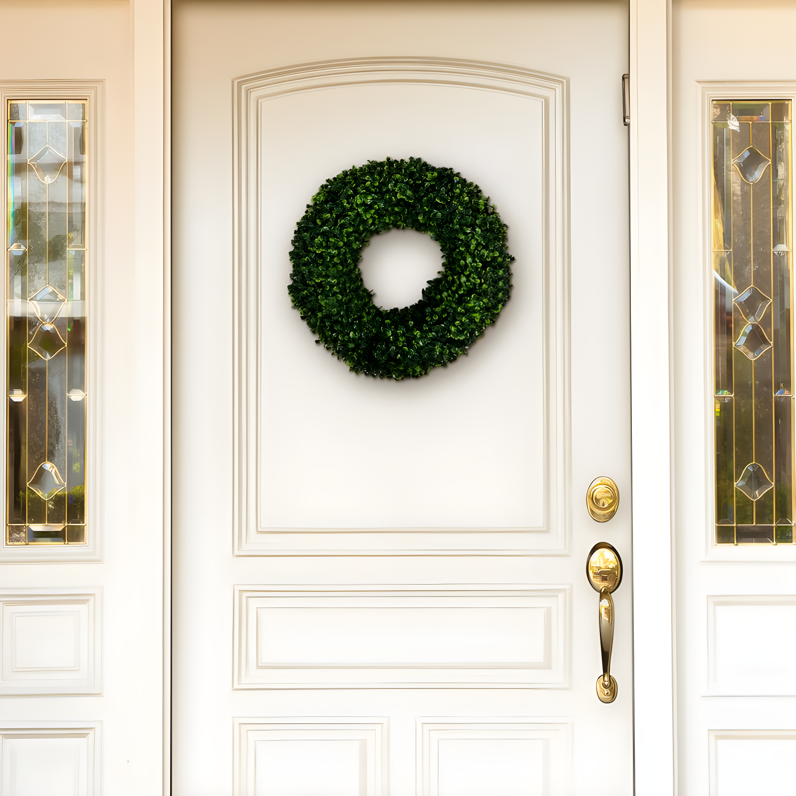 Nature Spring Boxwood Wreath - 16.5-Inch Round UV Resistant Artificial Spring, Summer, Fall, or Winter Wreath - Outdoor/Indoor Wreaths