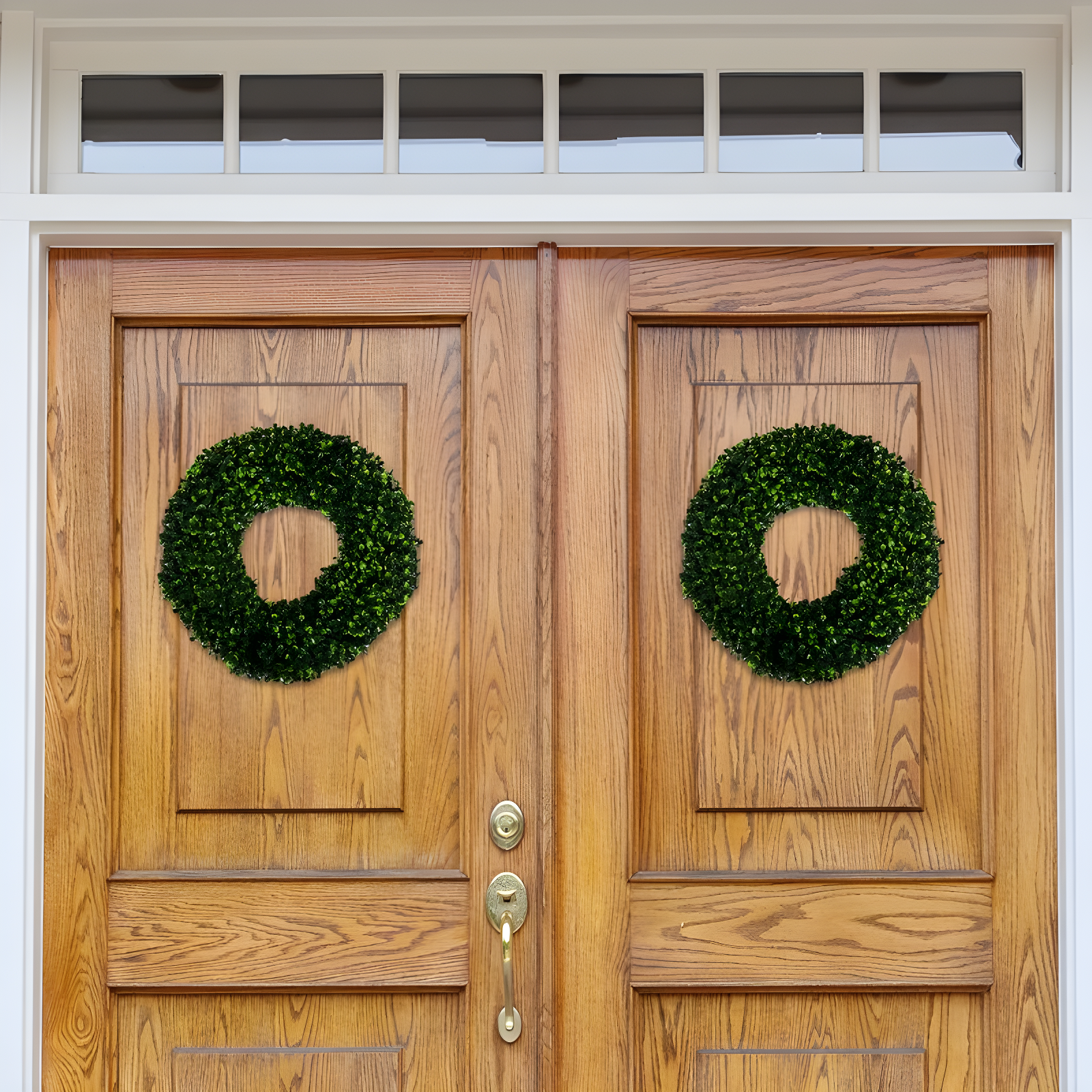 Nature Spring Boxwood Wreath - 16.5-Inch Round UV Resistant Artificial Spring, Summer, Fall, or Winter Wreath - Outdoor/Indoor Wreaths
