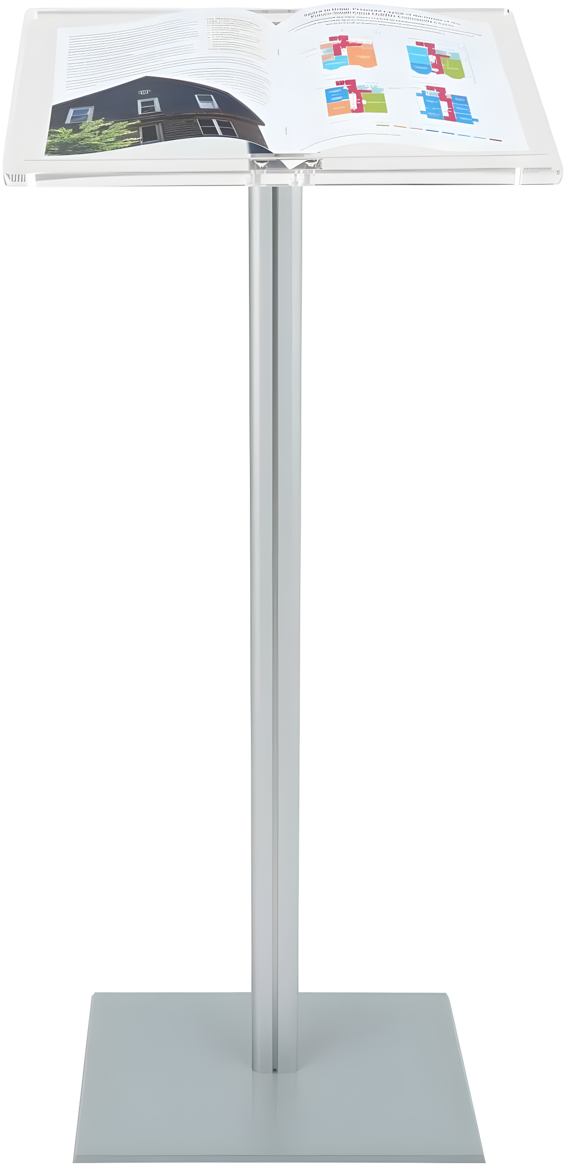 Displays2go CLRLECBNDS Floor Standing Speaking Podium, Slanted Top, Quick Assembly, Silver