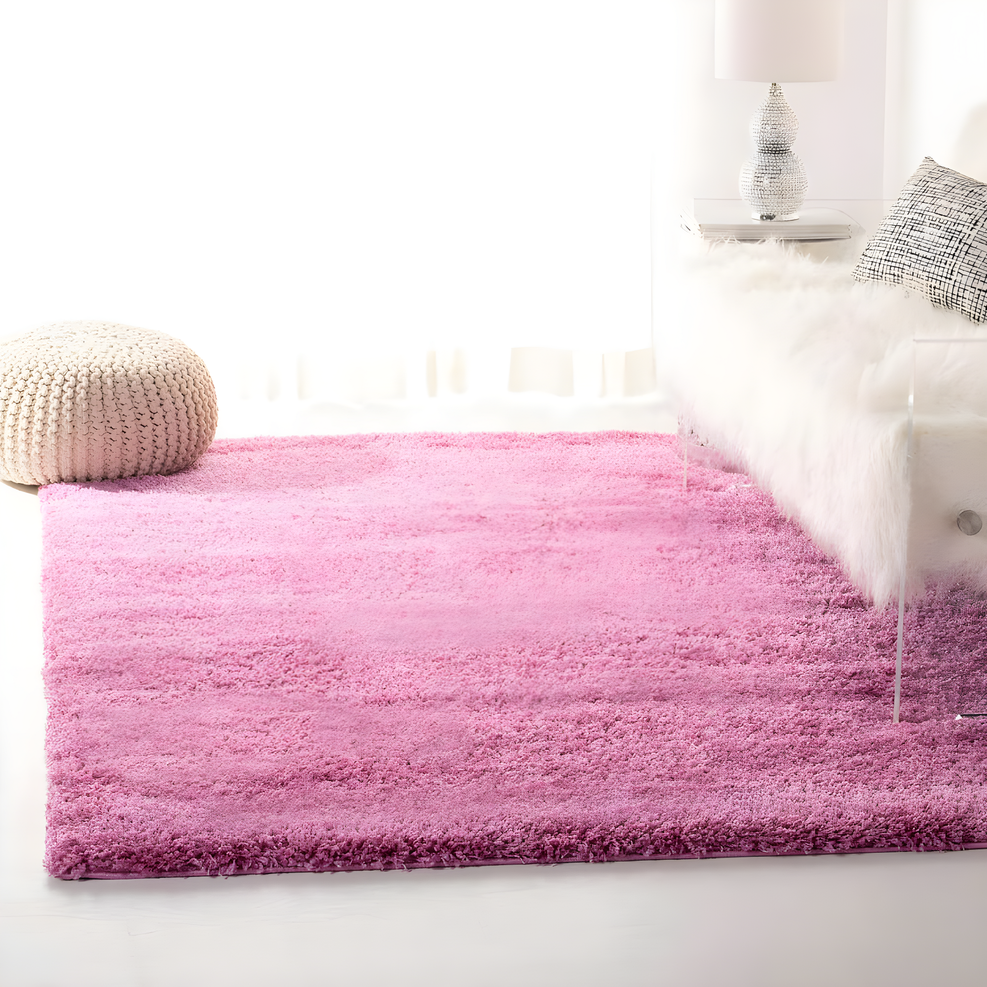 Shag SG151 Power Loomed Area Rug - Pink - 5'3"x5'3" - Safavieh.