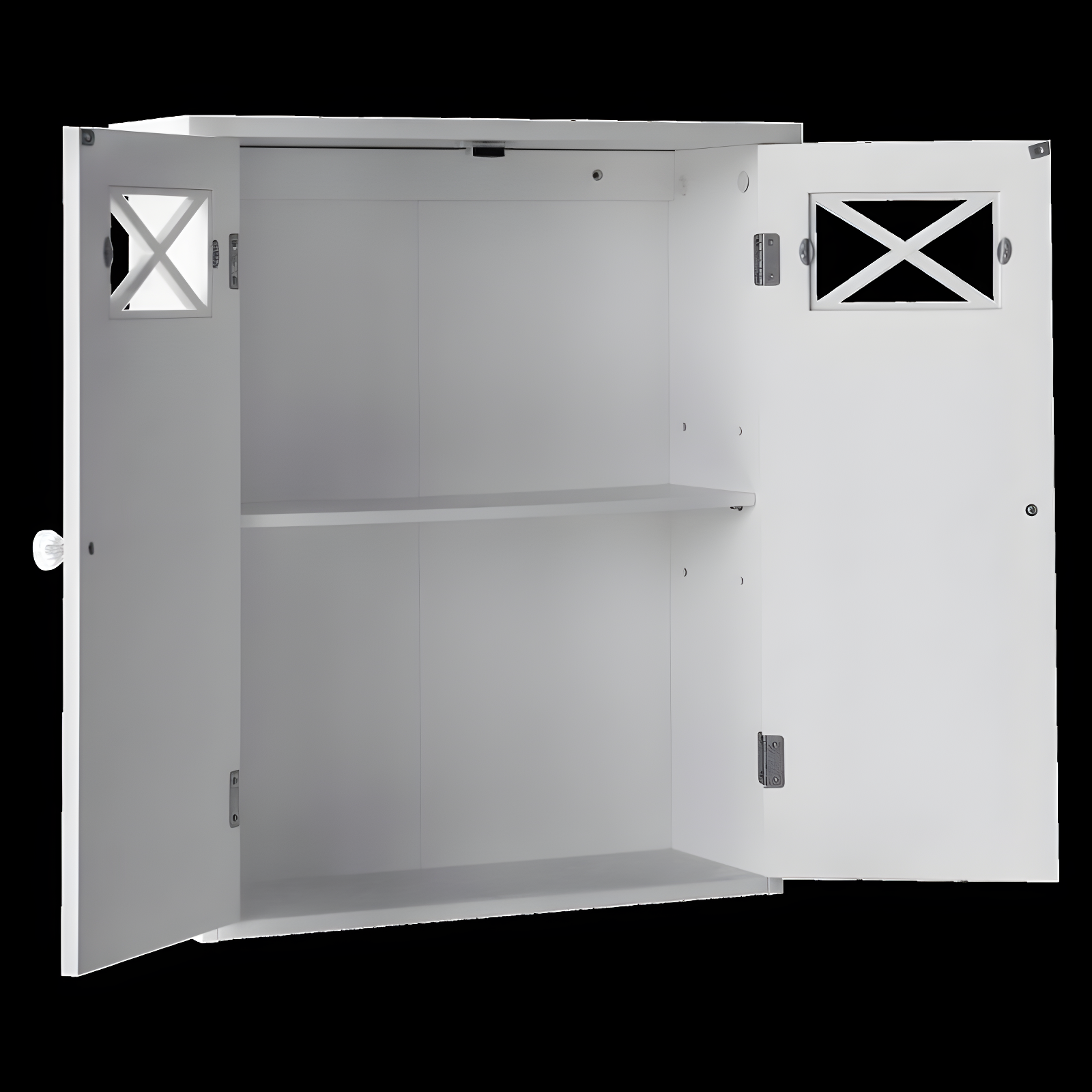 Dawson Two Doors Wall Cabinet White - Elegant Home Fashions: Traditional Style, Semi-Gloss Finish, Bathroom Storage