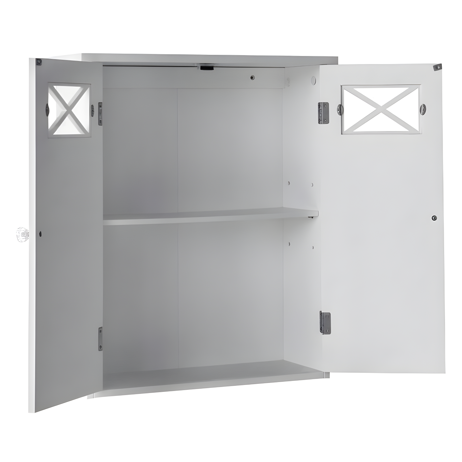 Dawson Two Doors Wall Cabinet White - Elegant Home Fashions: Traditional Style, Semi-Gloss Finish, Bathroom Storage