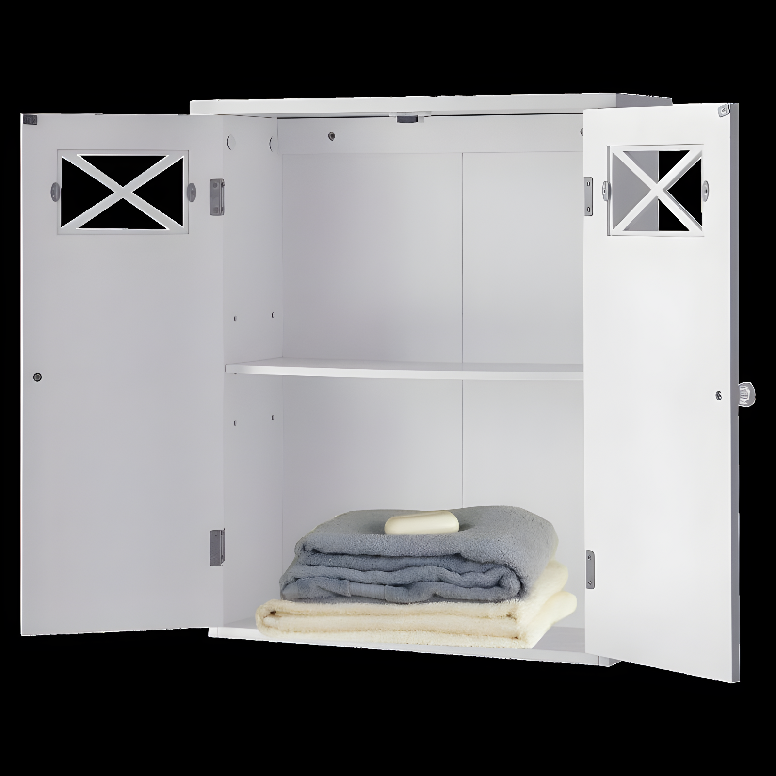 Dawson Two Doors Wall Cabinet White - Elegant Home Fashions: Traditional Style, Semi-Gloss Finish, Bathroom Storage