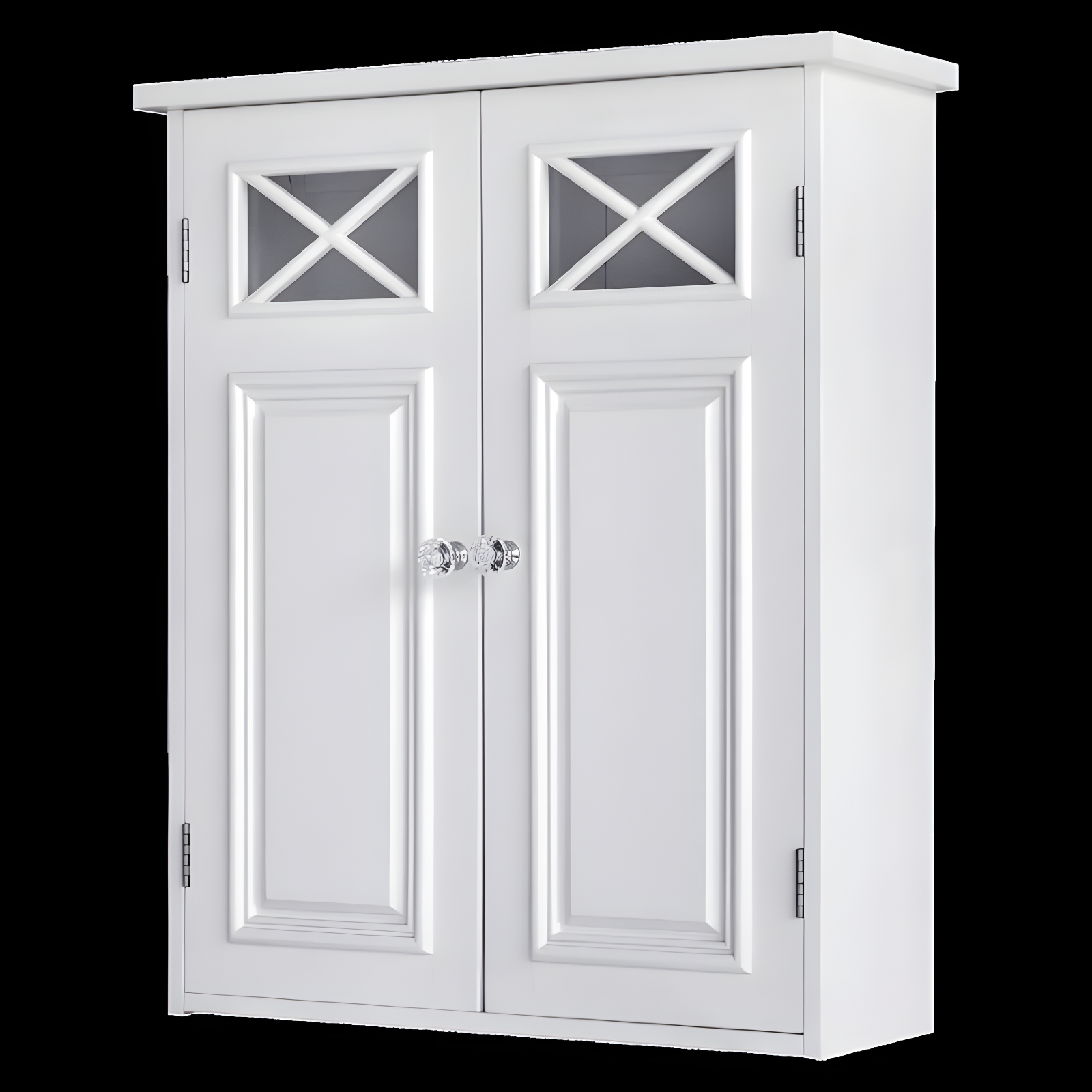 Dawson Two Doors Wall Cabinet White - Elegant Home Fashions: Traditional Style, Semi-Gloss Finish, Bathroom Storage