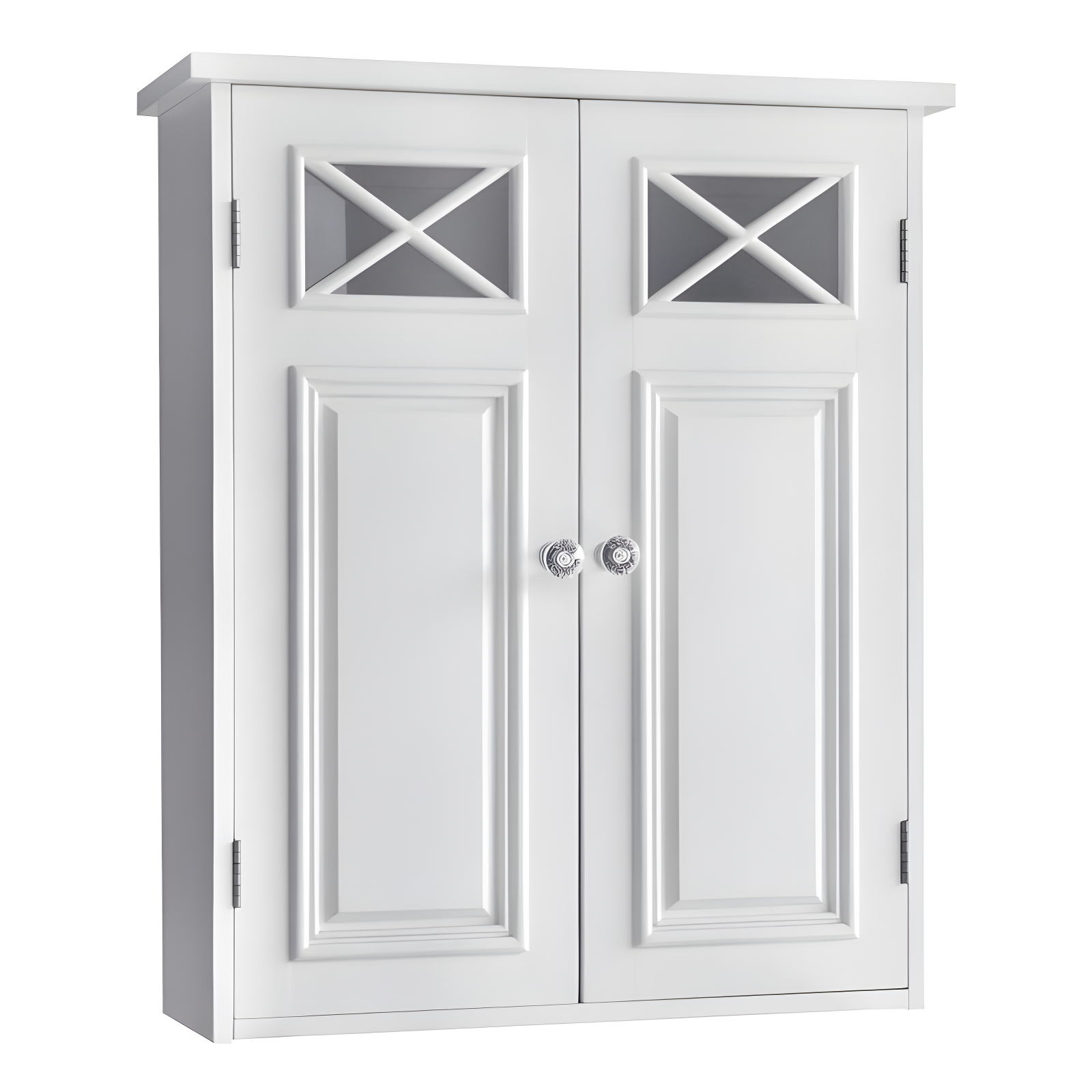 Dawson Two Doors Wall Cabinet White - Elegant Home Fashions: Traditional Style, Semi-Gloss Finish, Bathroom Storage
