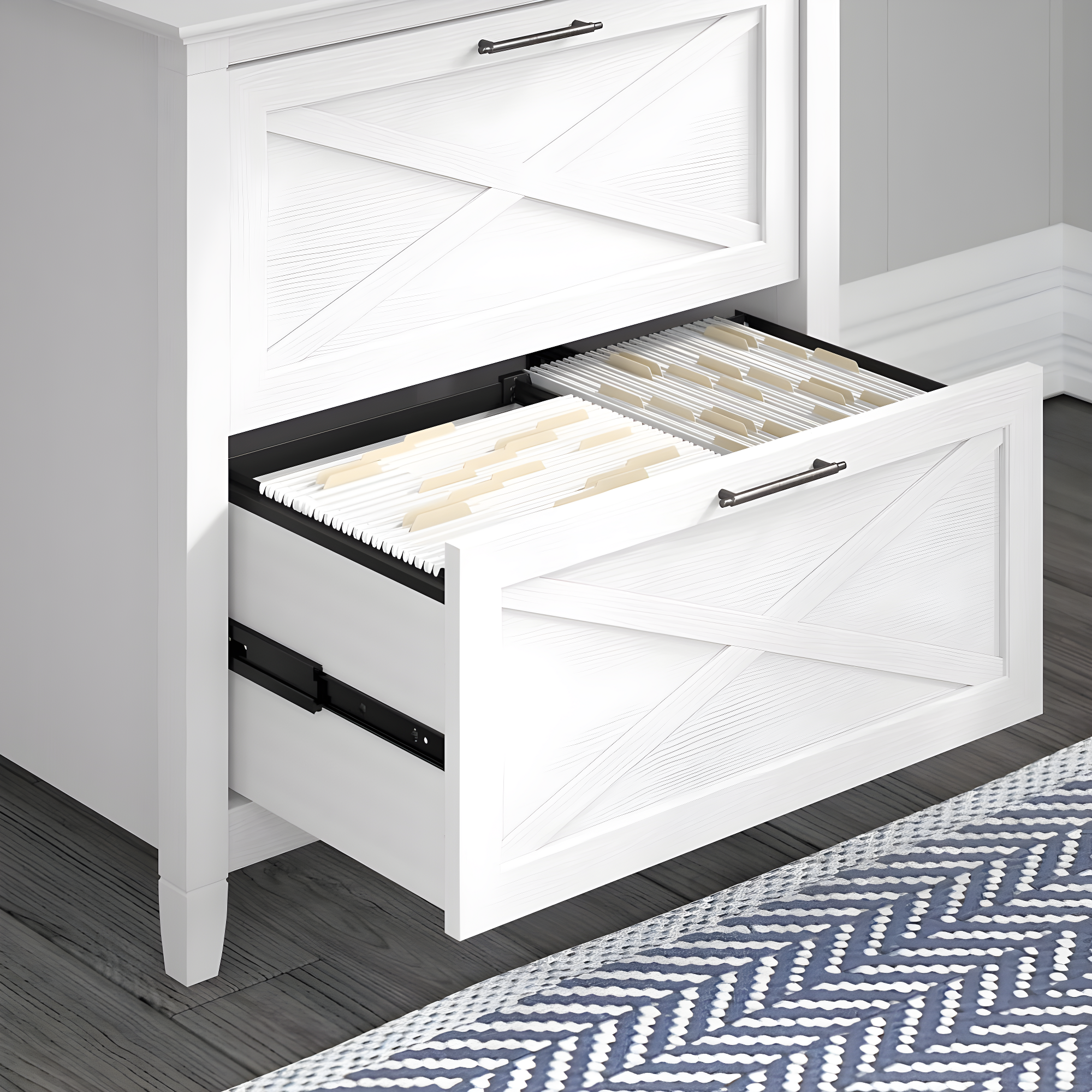 2 Drawer Key West File Cabinet Pure White Oak - Bush Furniture: Coastal Style, Aged Bronze Hardware