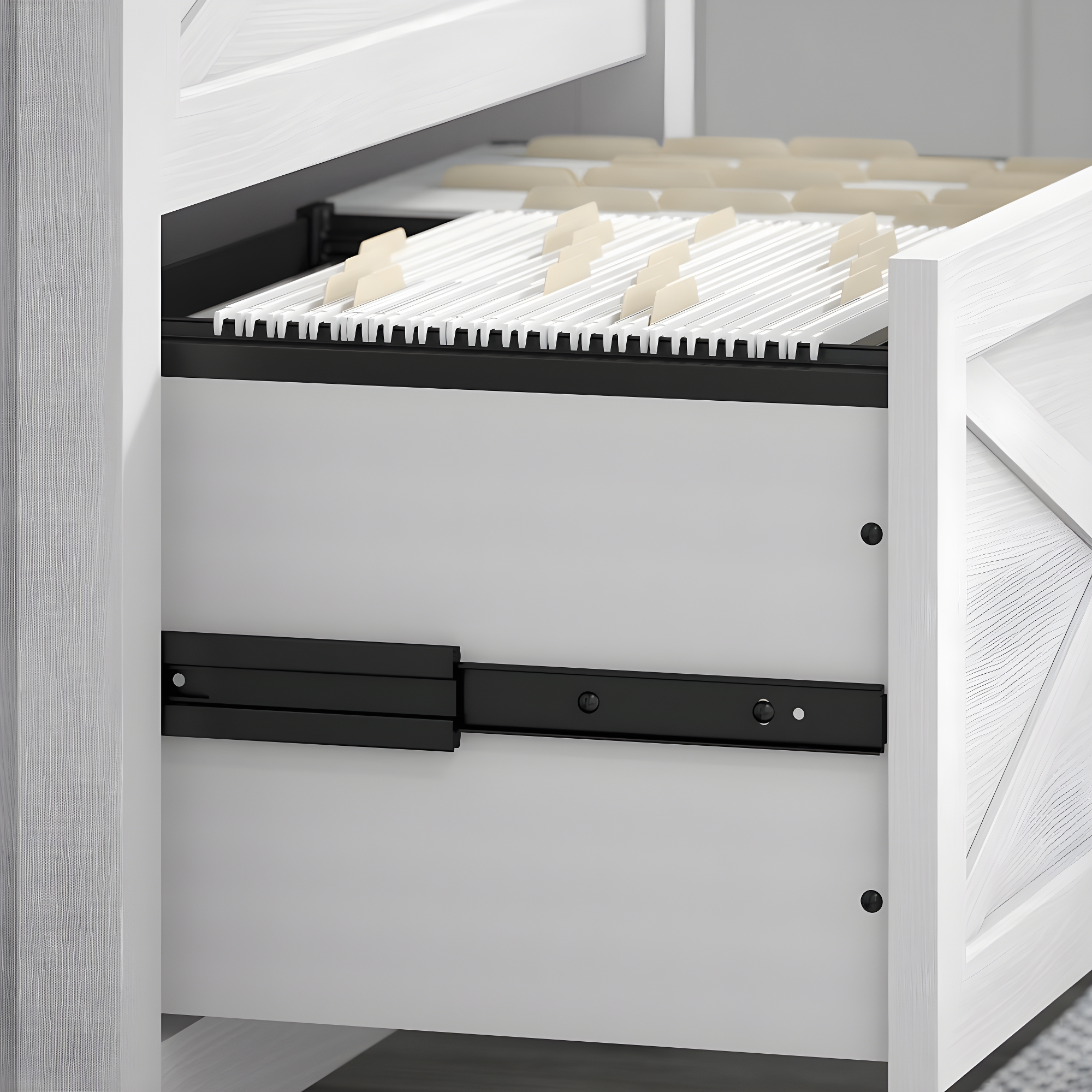 2 Drawer Key West File Cabinet Pure White Oak - Bush Furniture: Coastal Style, Aged Bronze Hardware