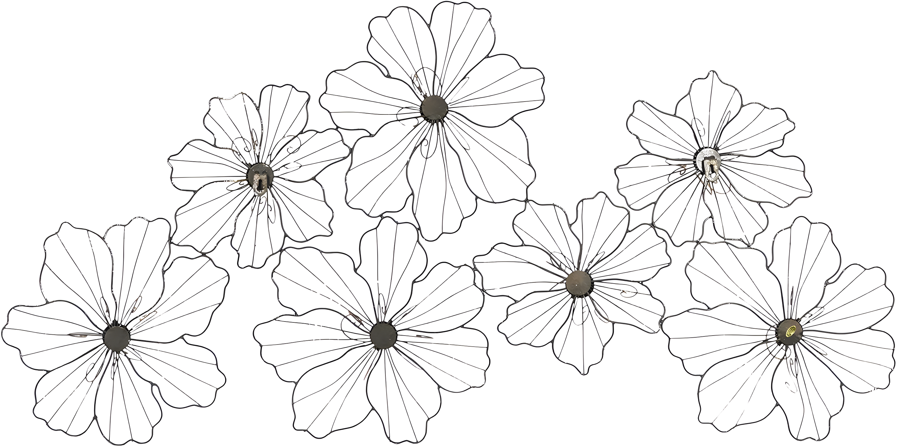 Metal Wire Foiled Floral Home Wall Decor with Scroll Accents