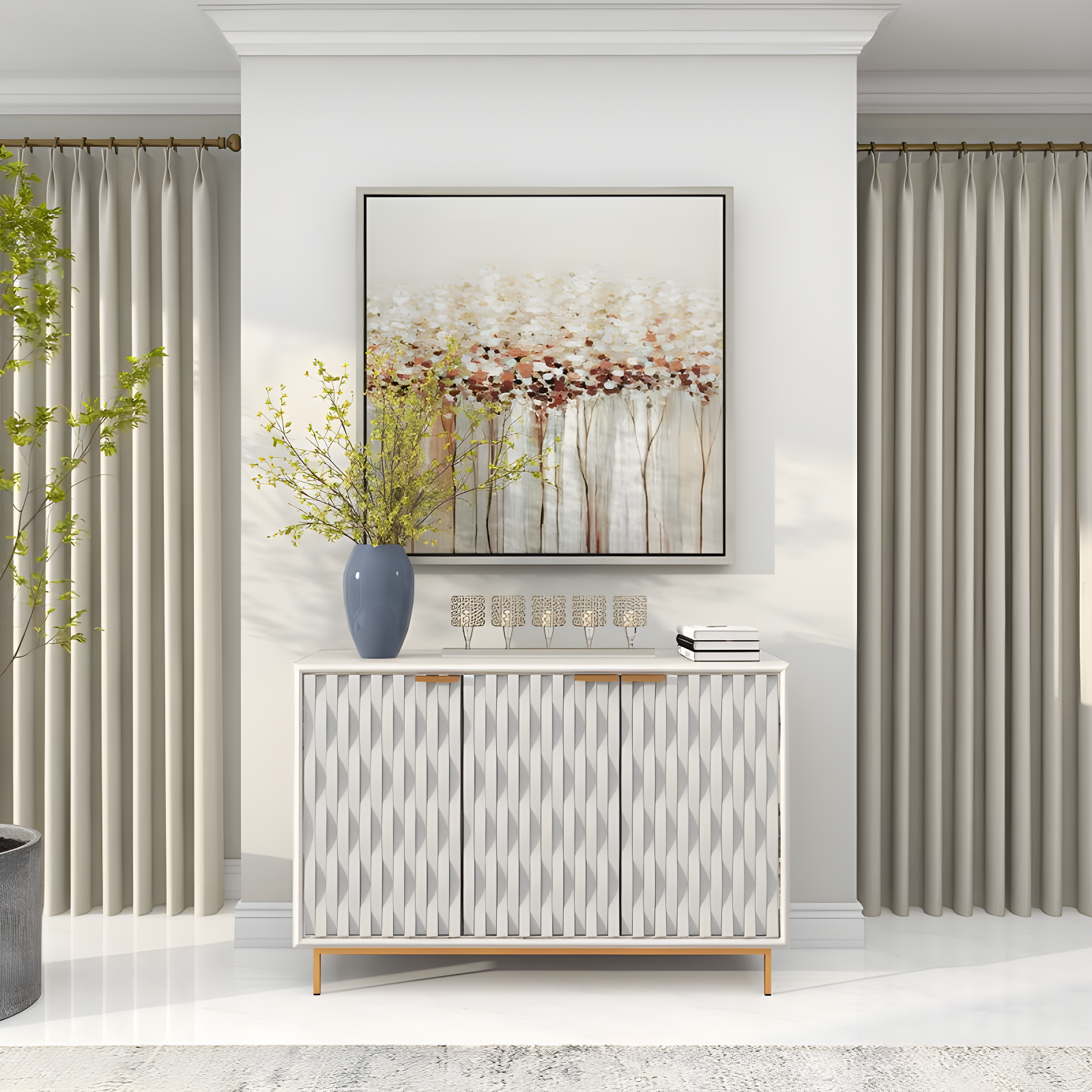 House of Hampton® Aluminum Metal Pillar 5 Crystal Sleeve Decorative Silver Candelabra