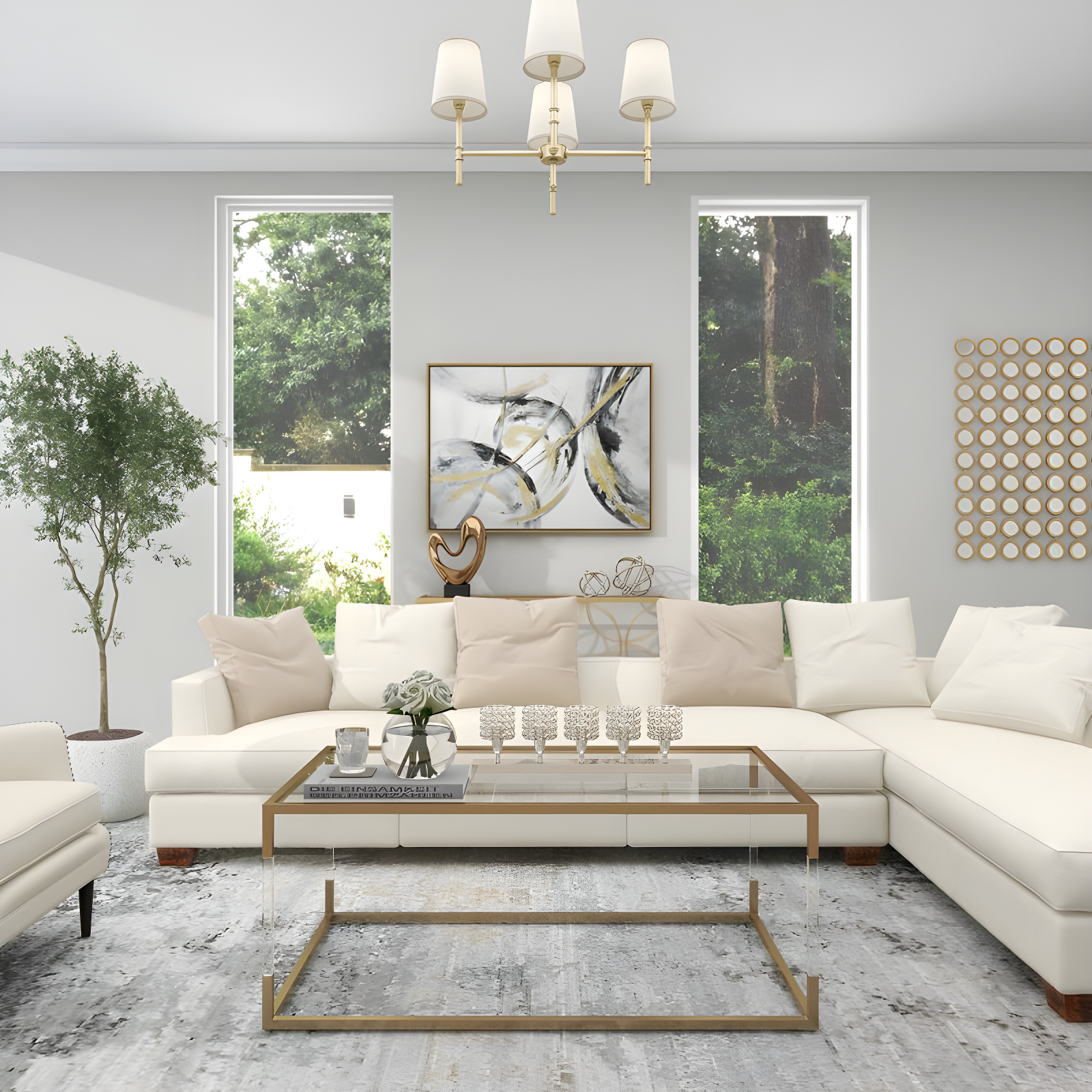 House of Hampton® Aluminum Metal Pillar 5 Crystal Sleeve Decorative Silver Candelabra