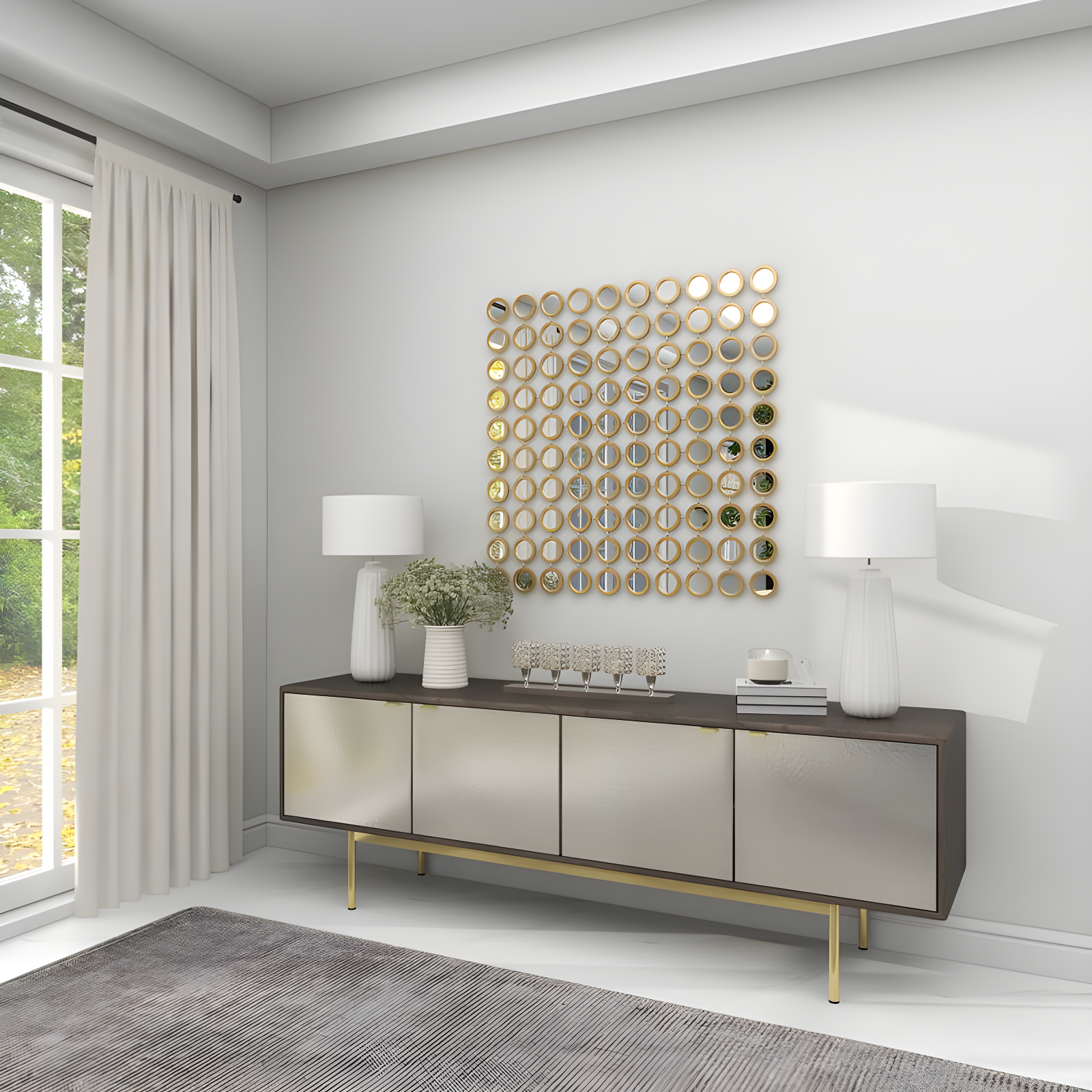 House of Hampton® Aluminum Metal Pillar 5 Crystal Sleeve Decorative Silver Candelabra