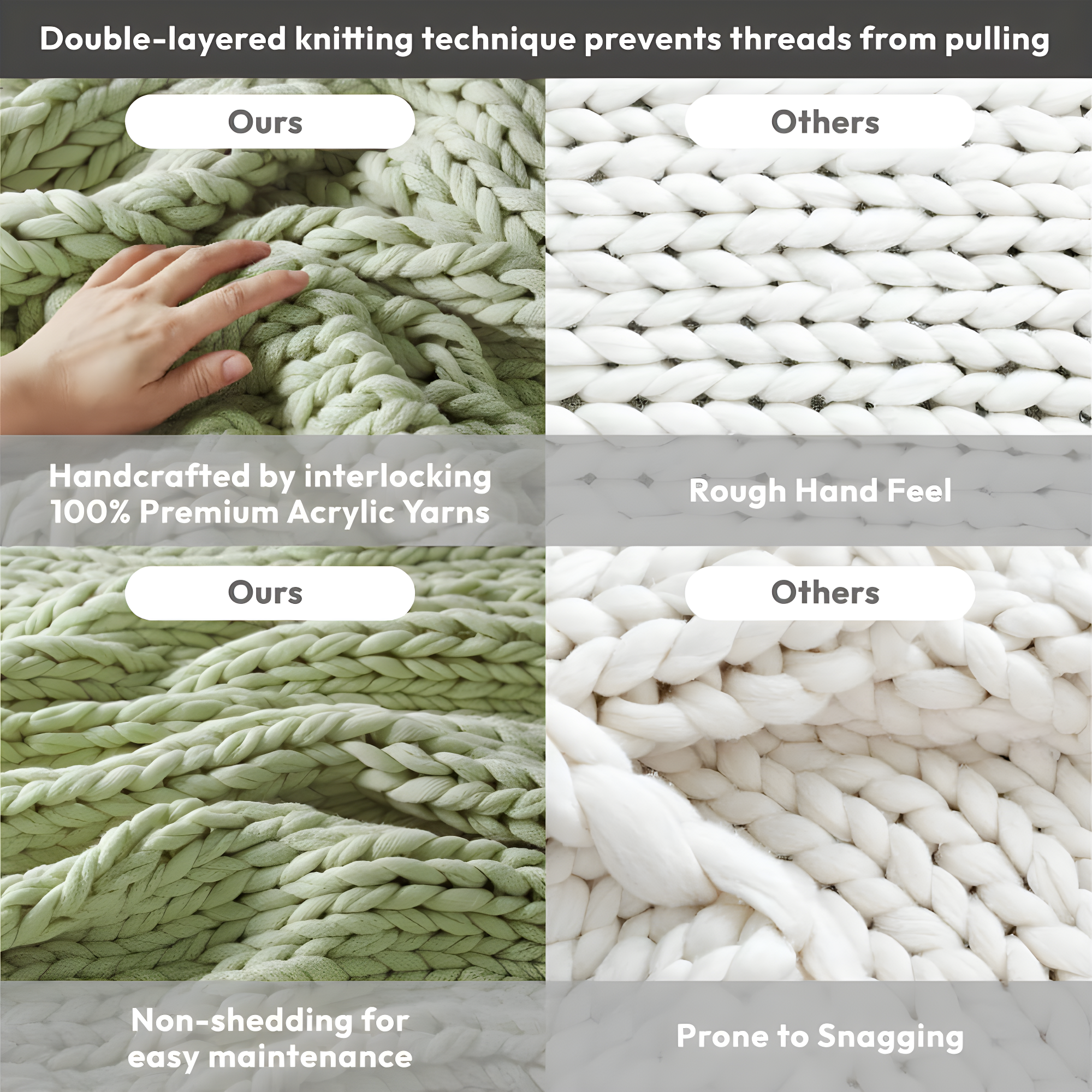 50"x60" Chunky Double Knit Handmade Throw Blanket Sage Green - Madison Park