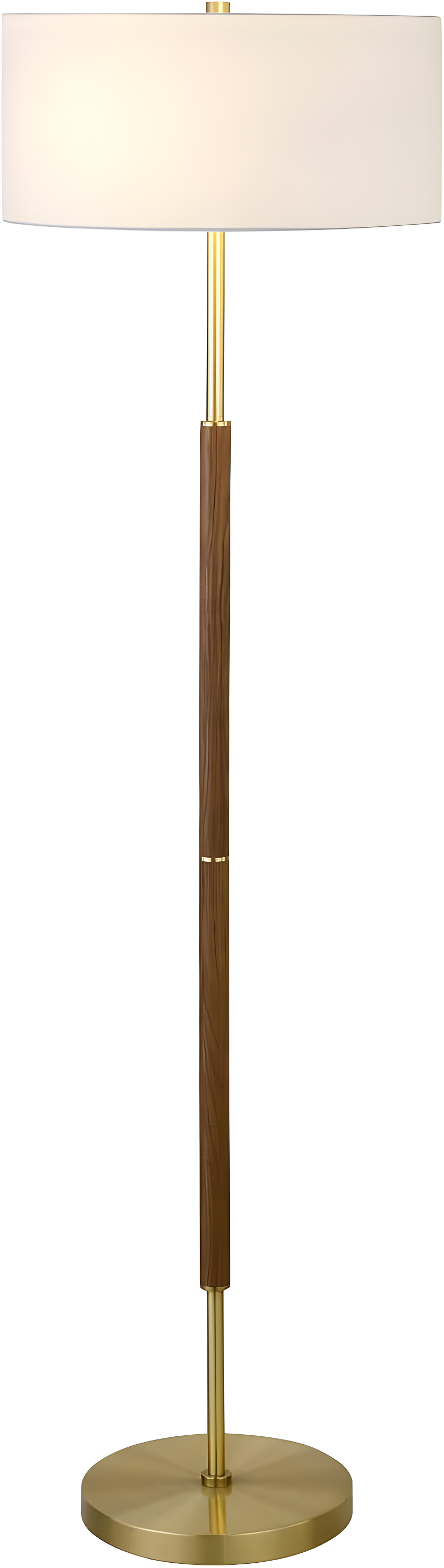 Evelyn&Zoe Contemporary Rustic Oak and Brass 2-Bulb Floor Lamp