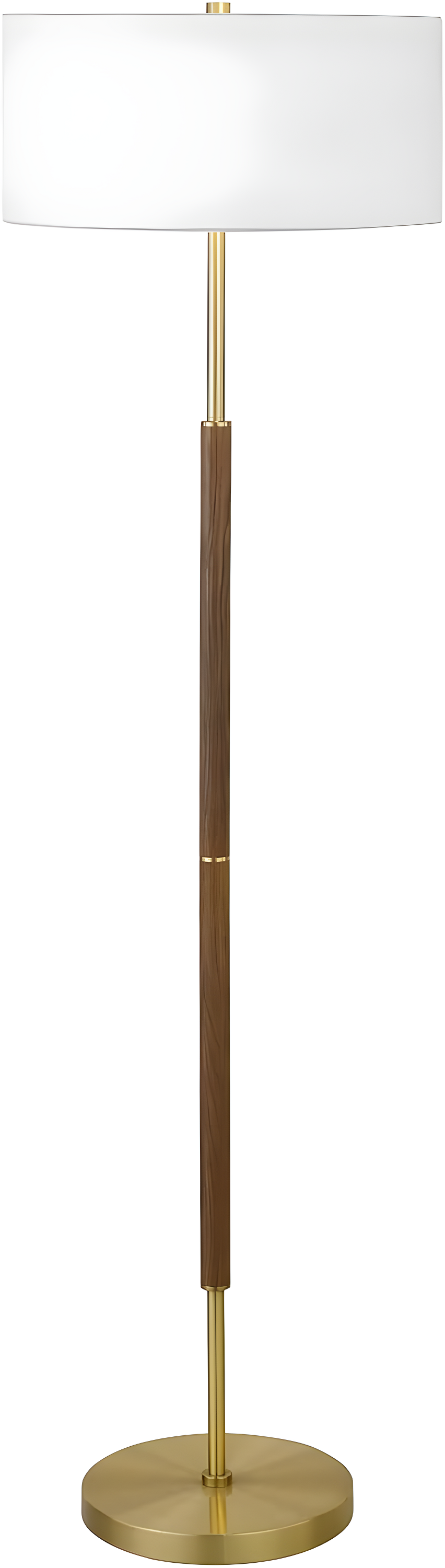 Evelyn&Zoe Contemporary Rustic Oak and Brass 2-Bulb Floor Lamp