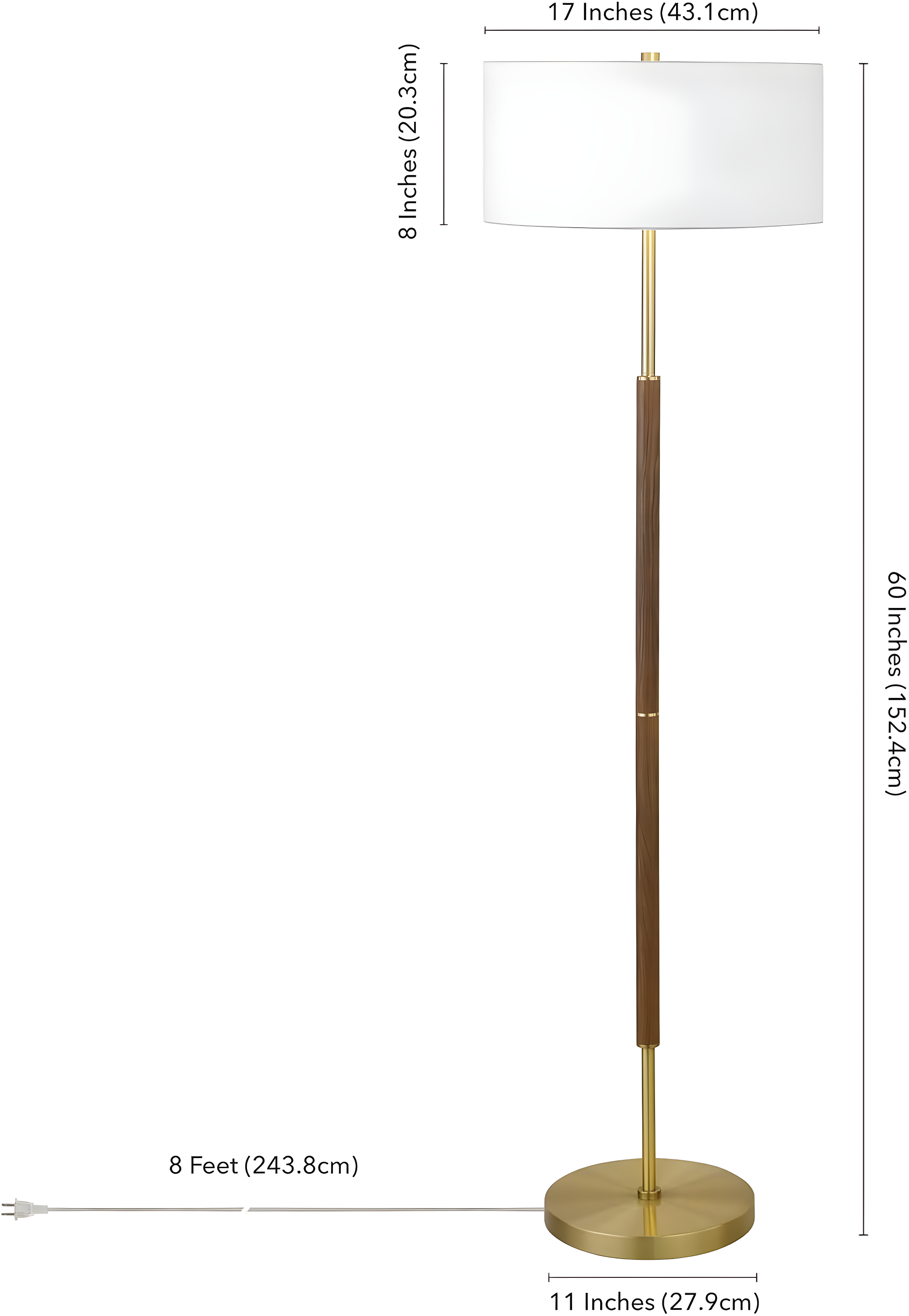 Evelyn&Zoe Contemporary Rustic Oak and Brass 2-Bulb Floor Lamp