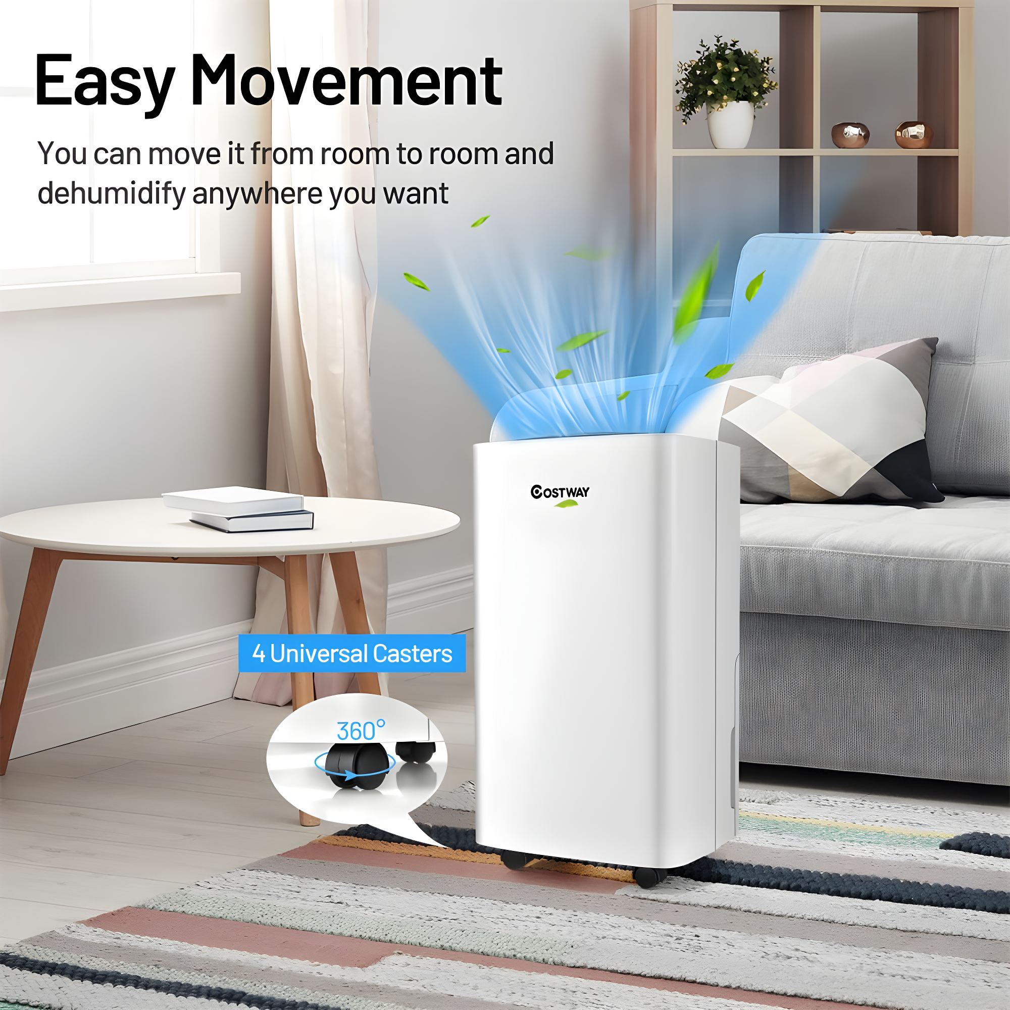 Costway 30-Pint Portable Dehumidifier 1,500 Sq. ft Coverage Area