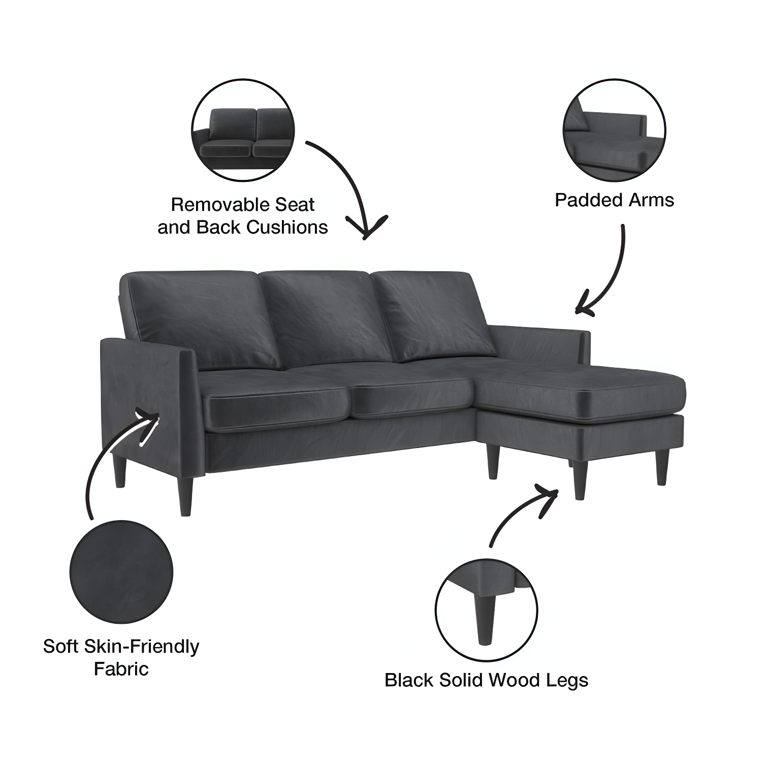 Winston 81.5" Wide Reversible Sofa & Chaise with Ottoman