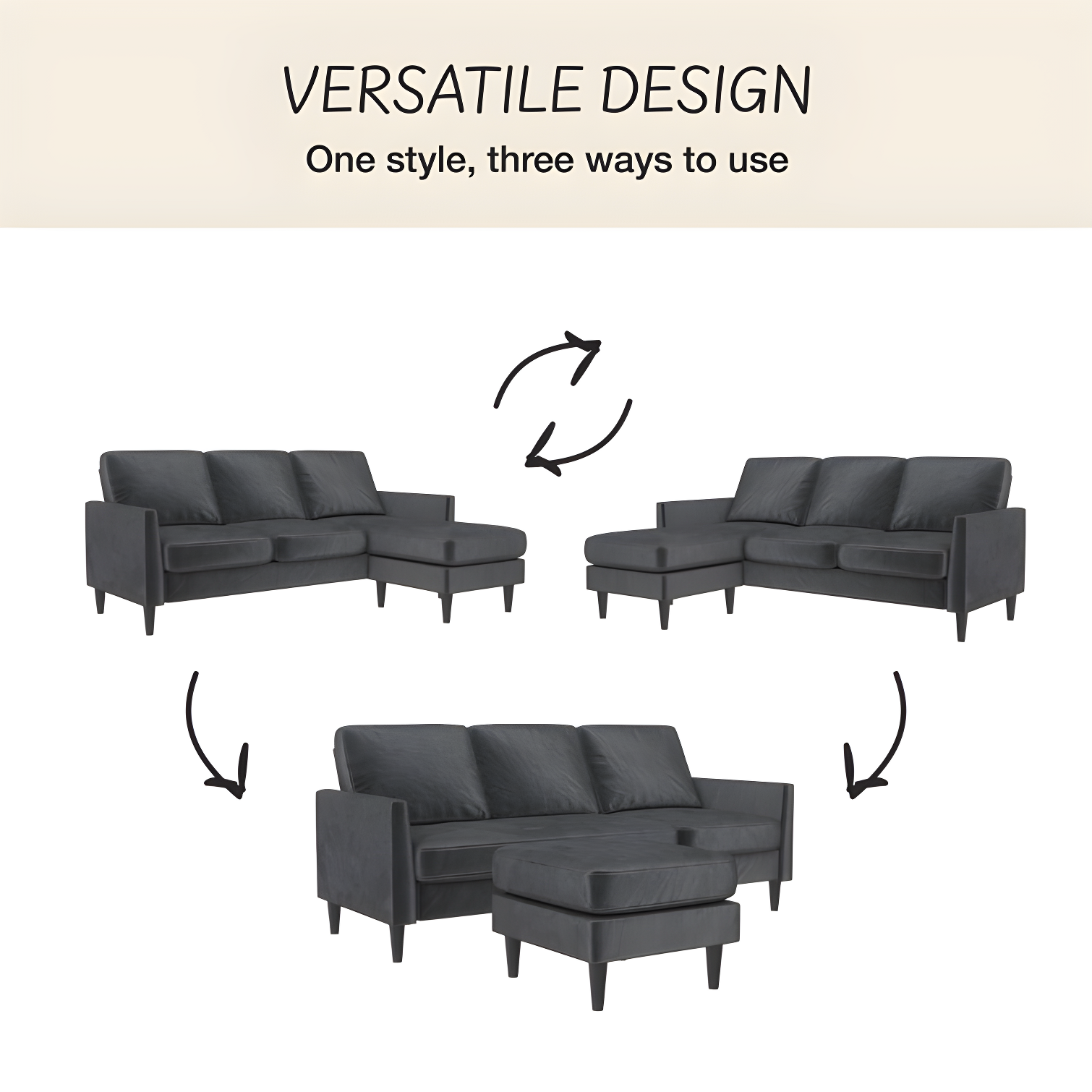Winston 81.5" Wide Reversible Sofa & Chaise with Ottoman