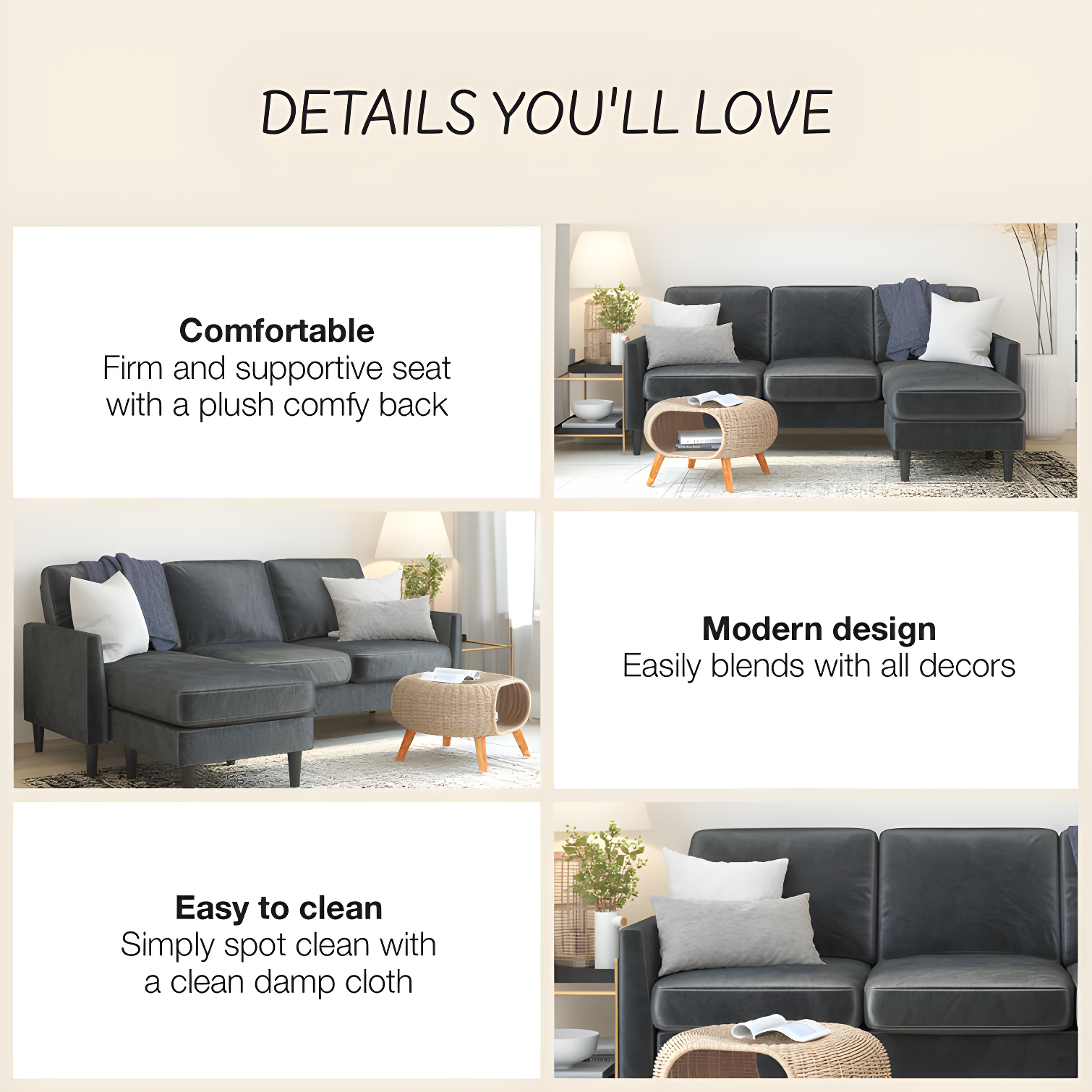 Winston 81.5" Wide Reversible Sofa & Chaise with Ottoman