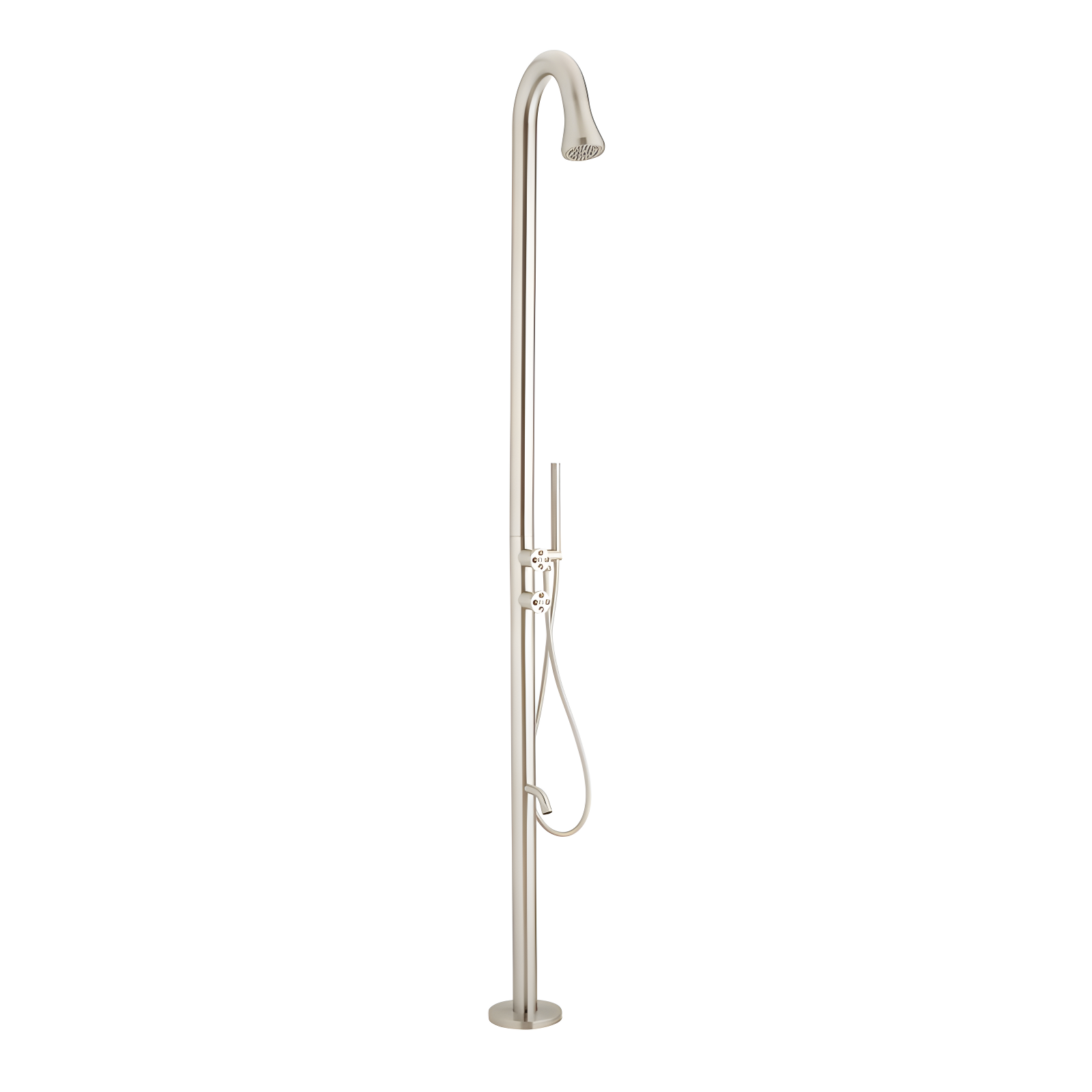 Kirwin Outdoor Retrofit Shower with Shower Head, Hand Shower, and Hose