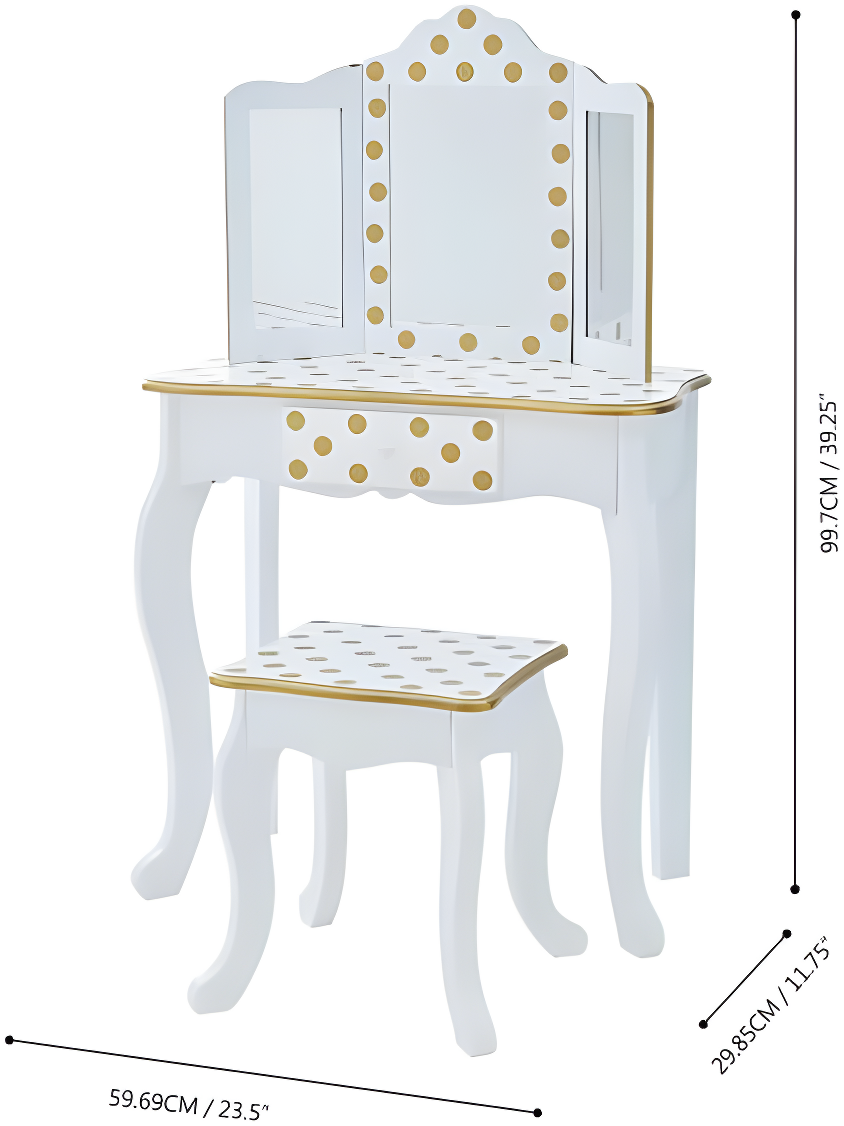 Teamson Kids Gisele Wooden Polka Dot 2-pc. Play Vanity for Accessories