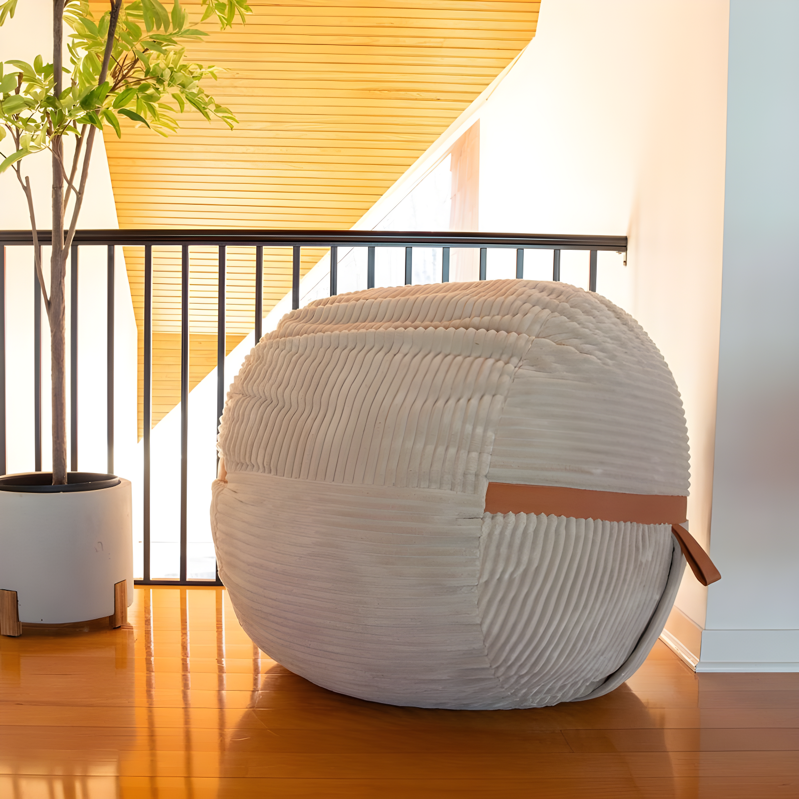 Big Joe Foam Filled Bean Bag Chair with Removable Cover, Corded Plush, Vegan Leather Accents, Medium to XXL Size