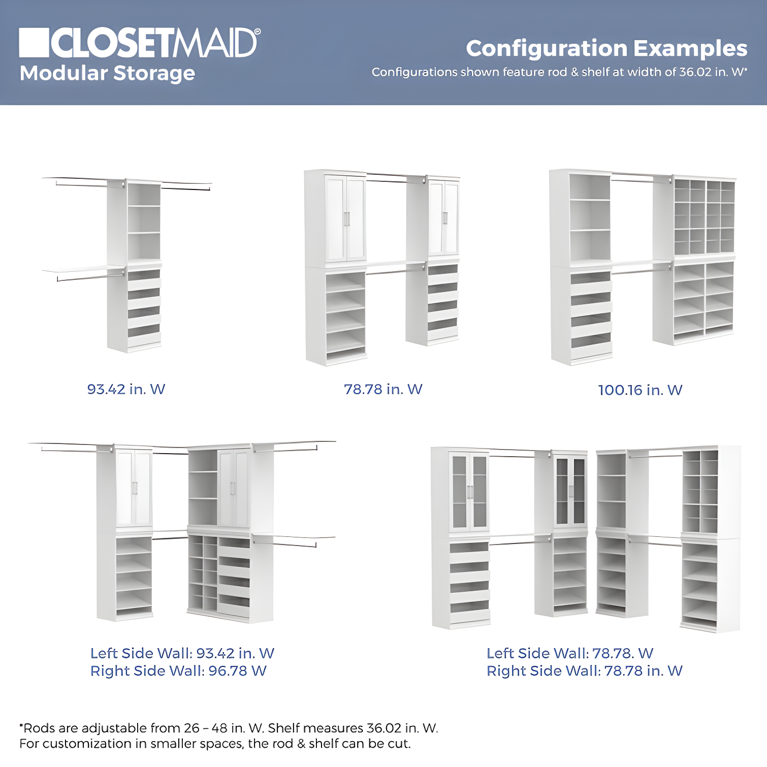Modular Storage 36.02" W Shelf & Closet Rod