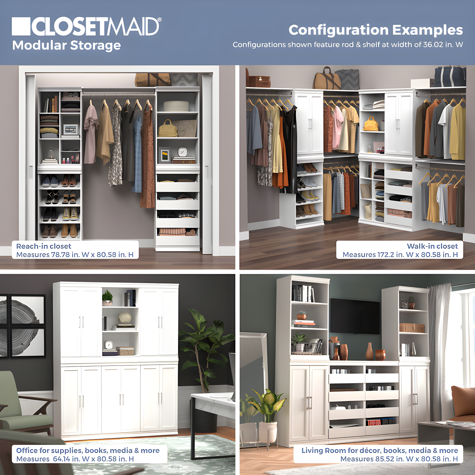 Modular Storage 36.02" W Shelf & Closet Rod