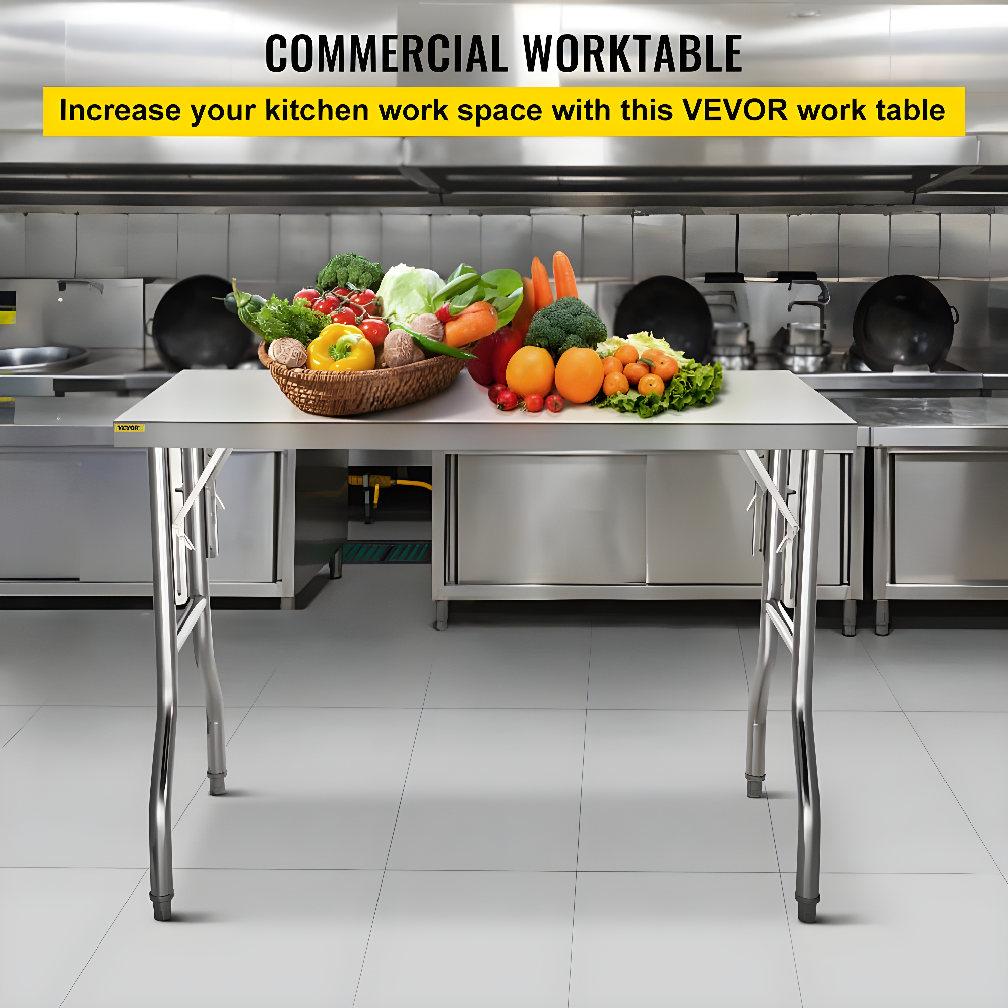 VEVOR VEVOR Stainless Steel 48'' L x 24'' W x 33.5'' H Adjustable Work Table