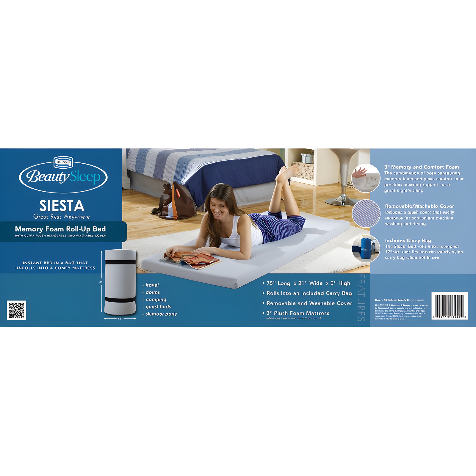 Simmons Simmons Beautysleep Siesta Memory Foam Rollup Bed