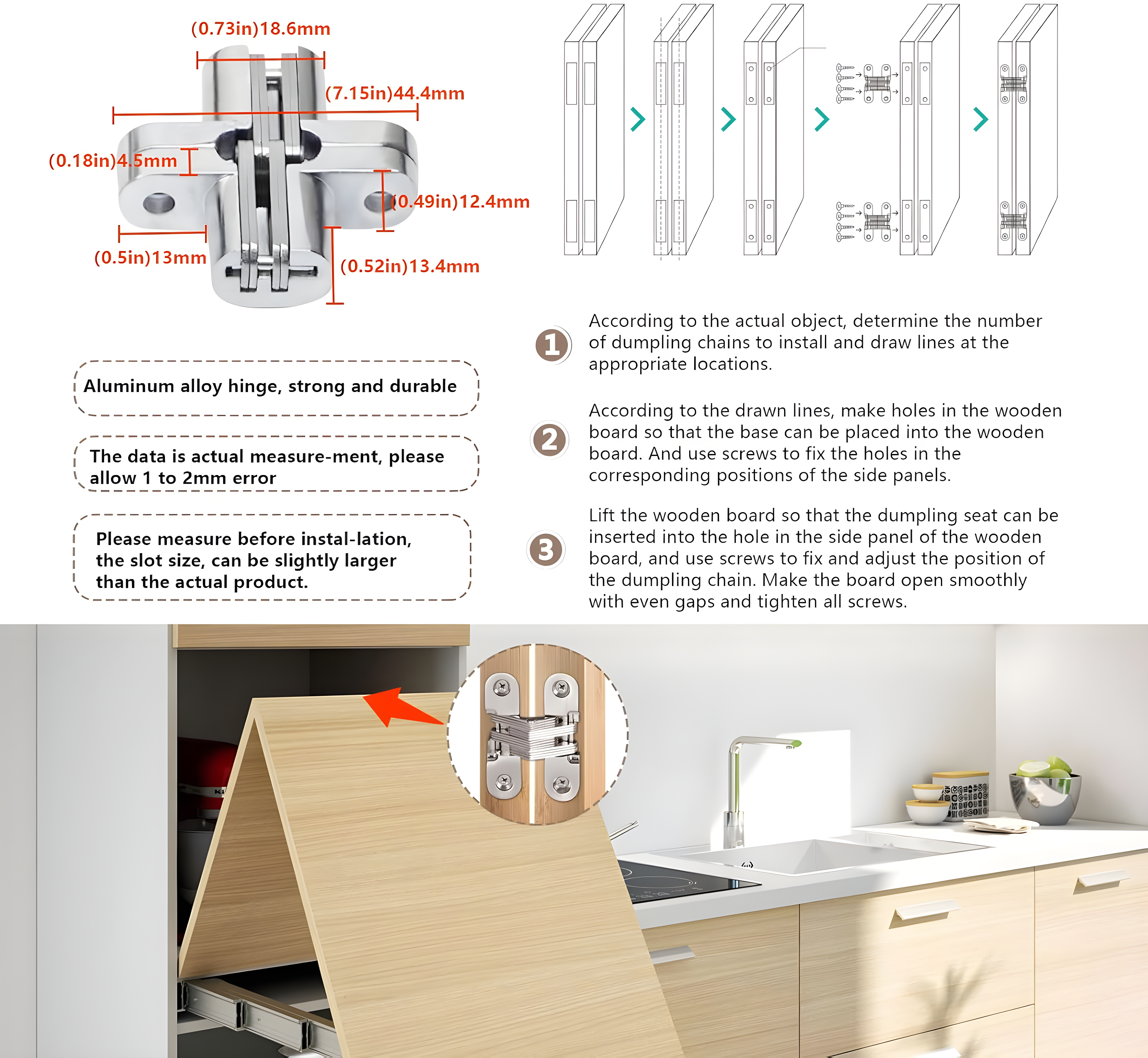 Aluminum Telescopic Cabinet Table Guide Rail Hinge Home Hardware Accessories for Concealed Desk Kitchen Countertop, 1450mm