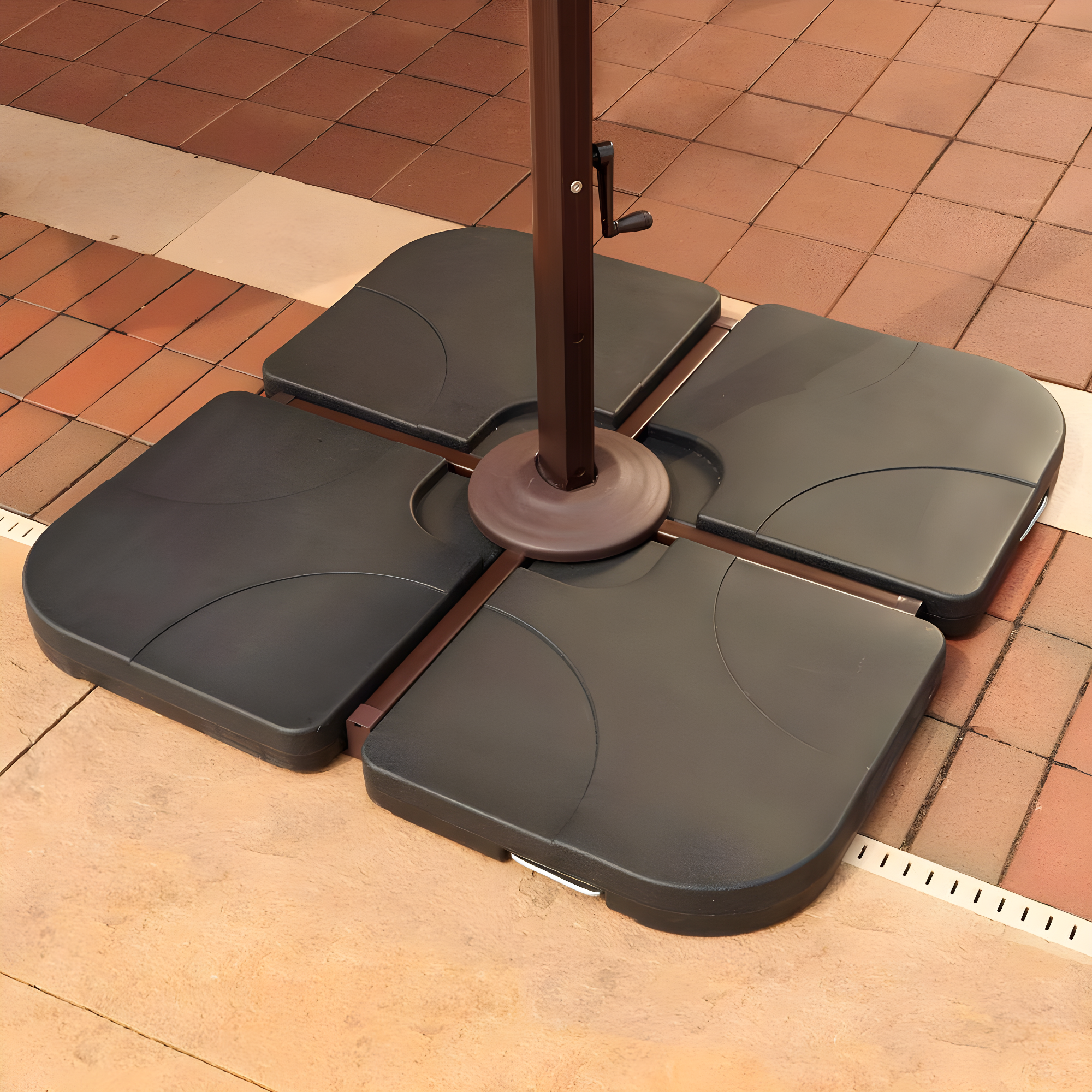 35-lb Resin Cross-Arm Umbrella Base Weights, Ebony, Set of 4