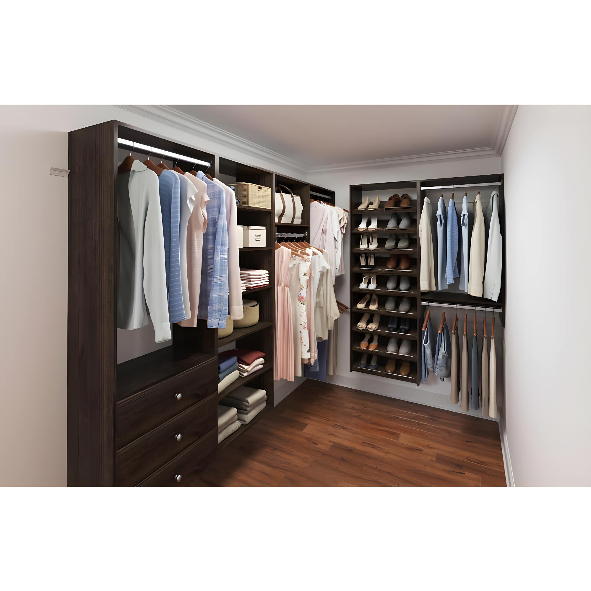 Easy Track Hanging Closet Organizer Rack, Brown