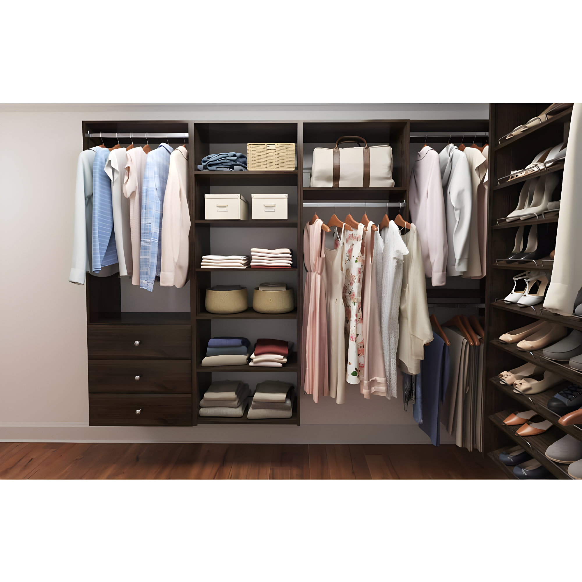 Easy Track Hanging Closet Organizer Rack, Brown