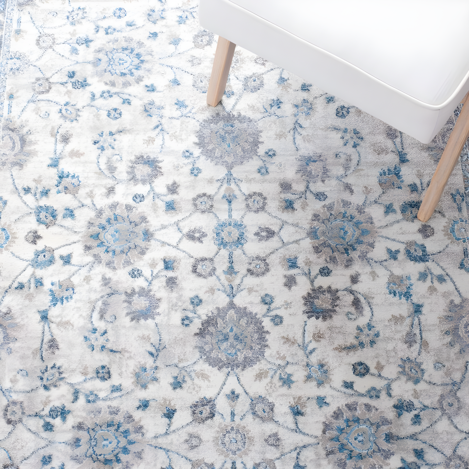 Sofia SOF330 Power Loomed Runner Rug - Ivory/Blue - 2'2"x8' - Safavieh.