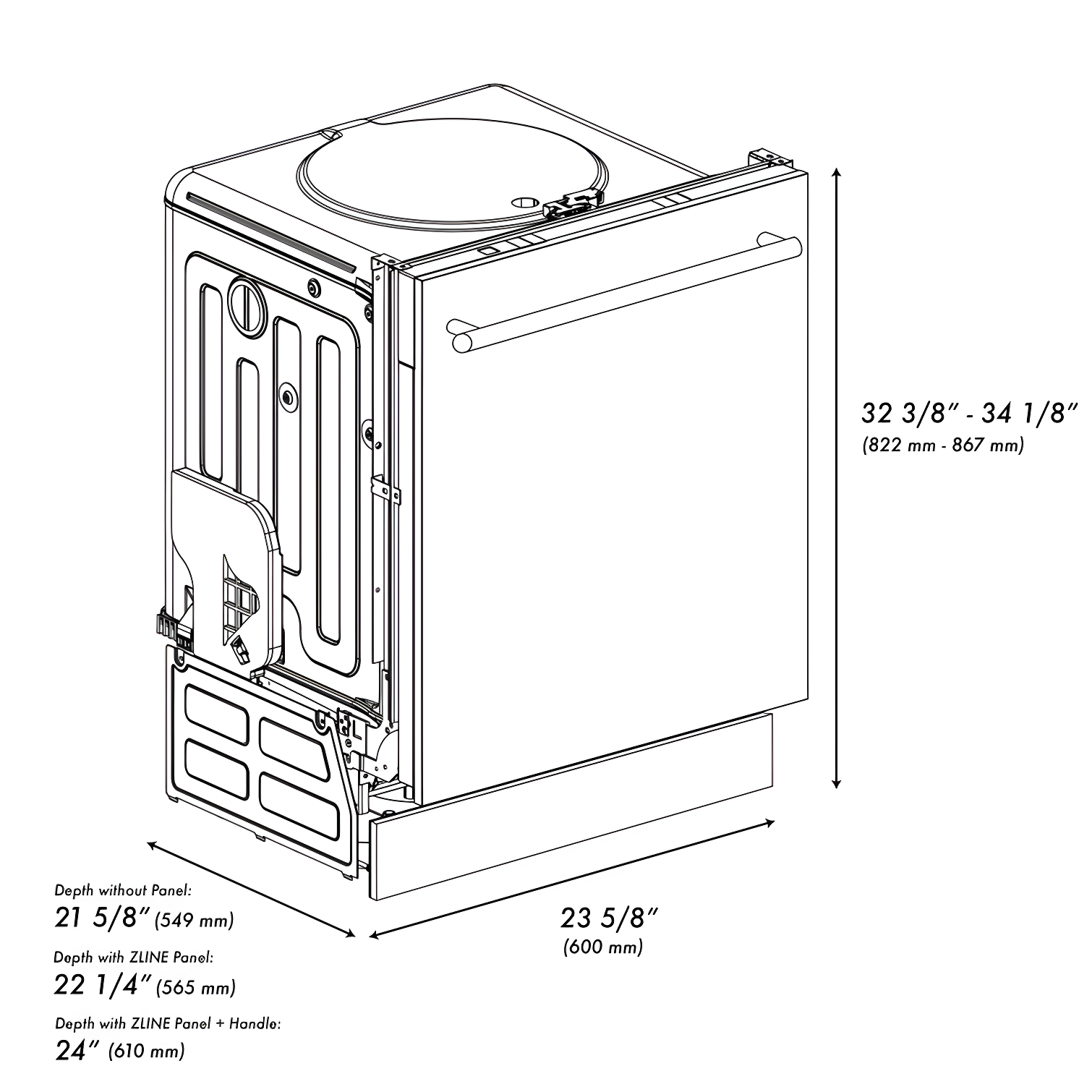 ZLINE ZLINE 24 in. Top Control Satin Steel Panel Dishwasher with Stainless Steel Tub & Modern Handle DW-SN-24