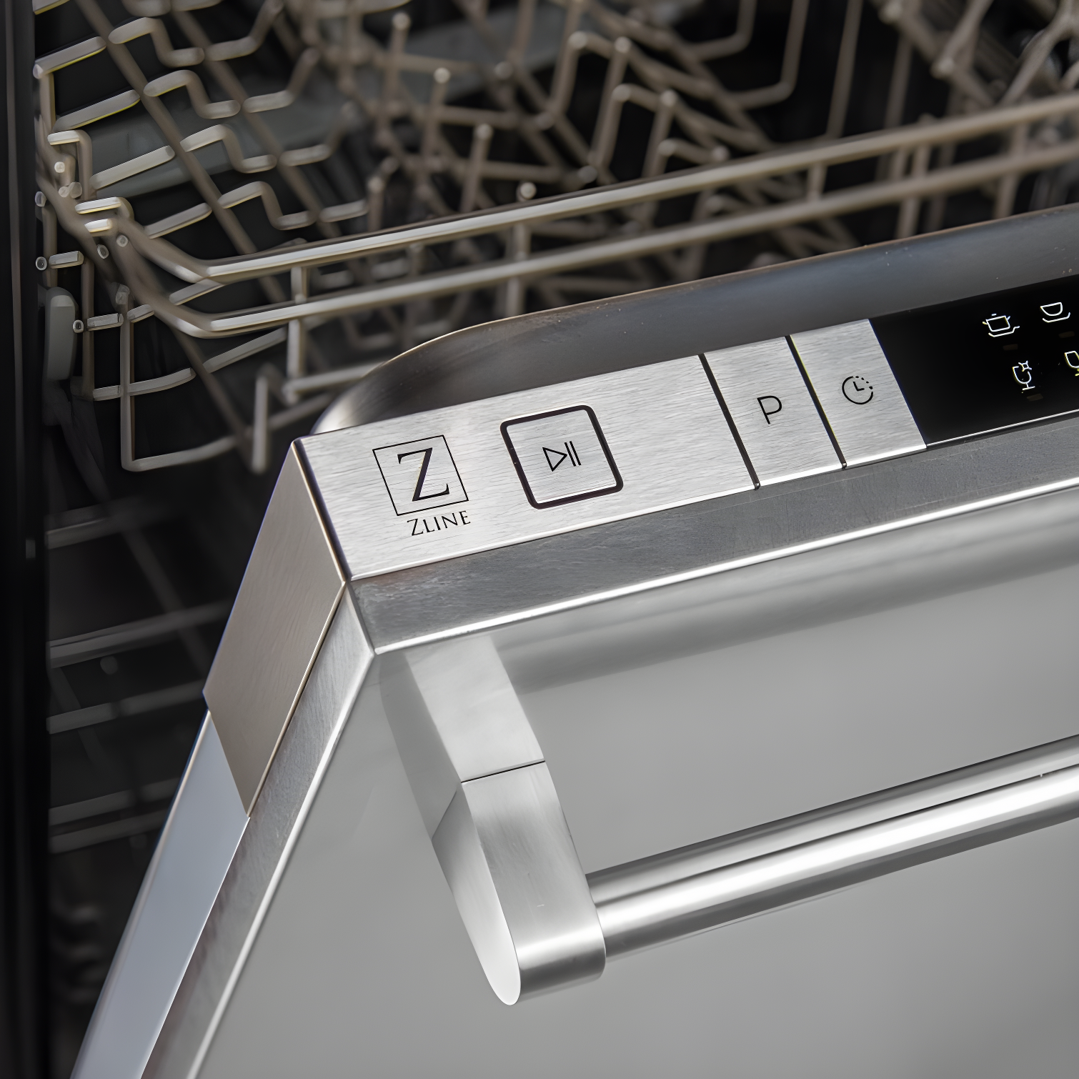 ZLINE ZLINE 24 in. Top Control Satin Steel Panel Dishwasher with Stainless Steel Tub & Modern Handle DW-SN-24