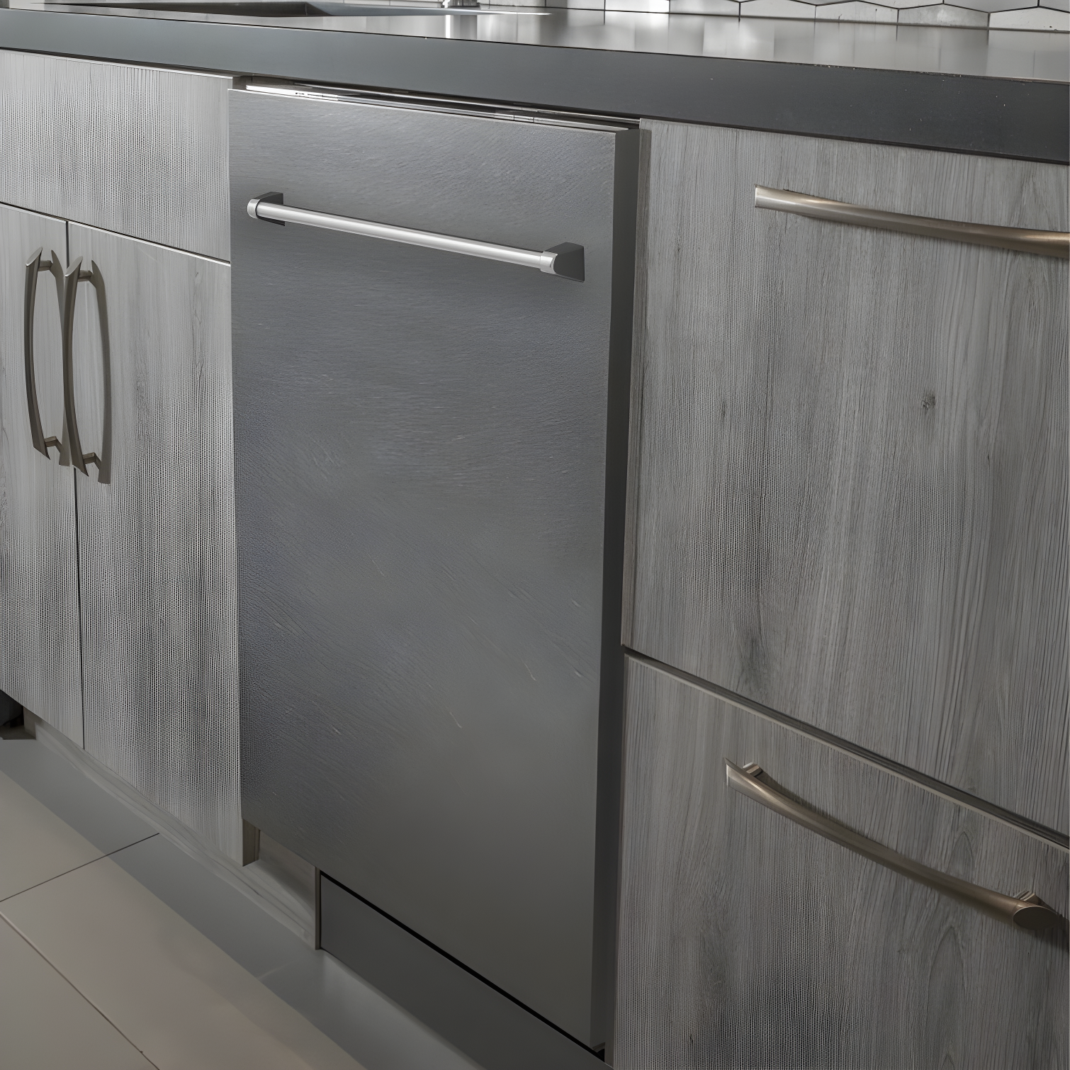 ZLINE ZLINE 24 in. Top Control Satin Steel Panel Dishwasher with Stainless Steel Tub & Modern Handle DW-SN-24