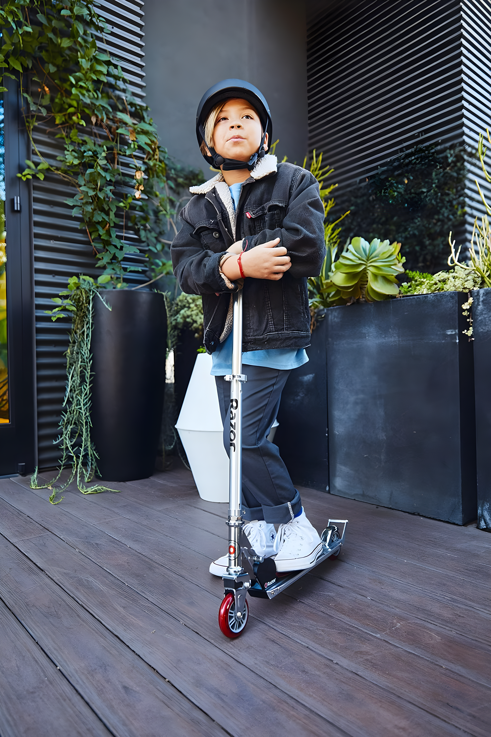 Razor A2 Kick Scooter – Purple, Wheelie Bar, Foldable, Lightweight, for Child Ages 5+