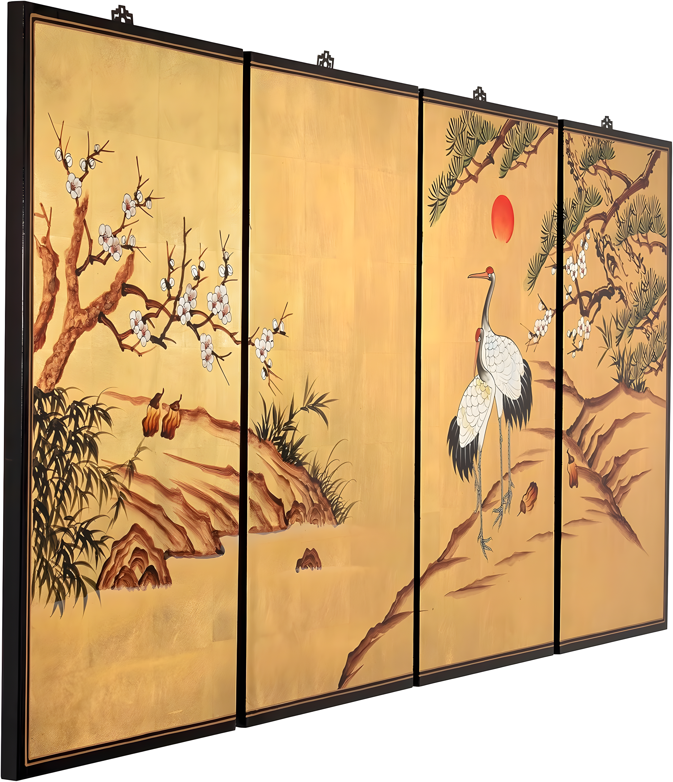 Oriental Furniture 36" H x 72" W 4 - Piece Wall Décor
