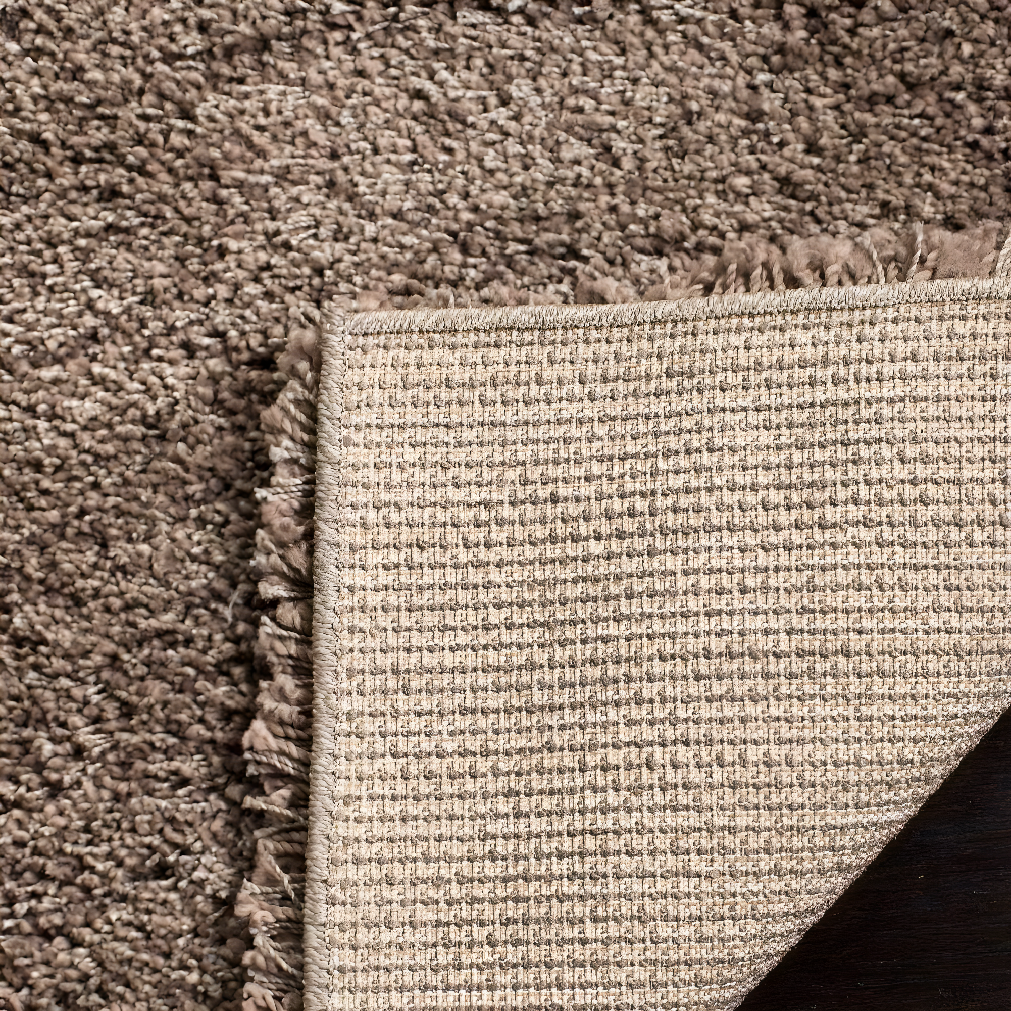 SAFAVIEH California Solid Plush Shag Area Rug, Taupe, 5'3" x 5'3" Square