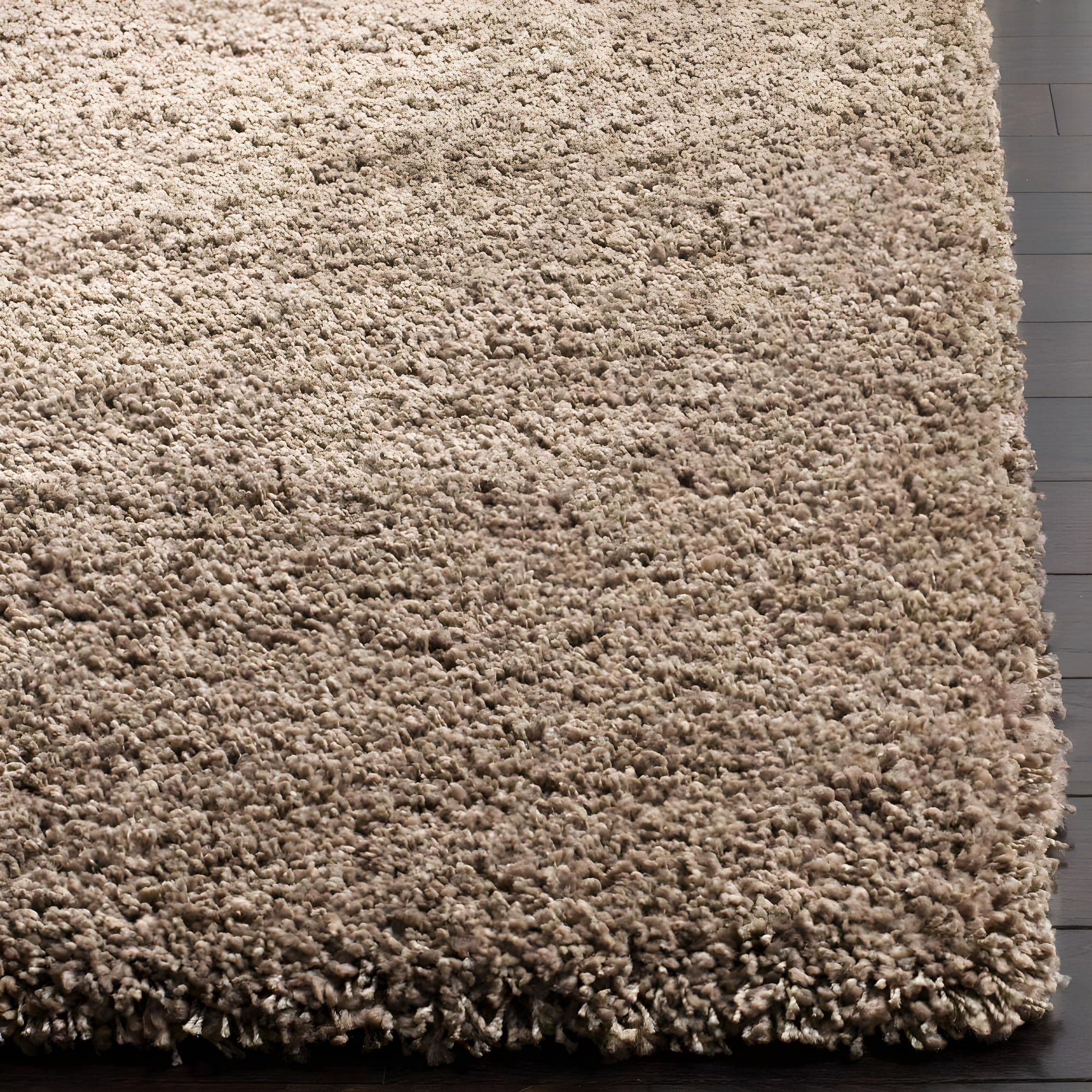 SAFAVIEH California Solid Plush Shag Area Rug, Taupe, 5'3" x 5'3" Square