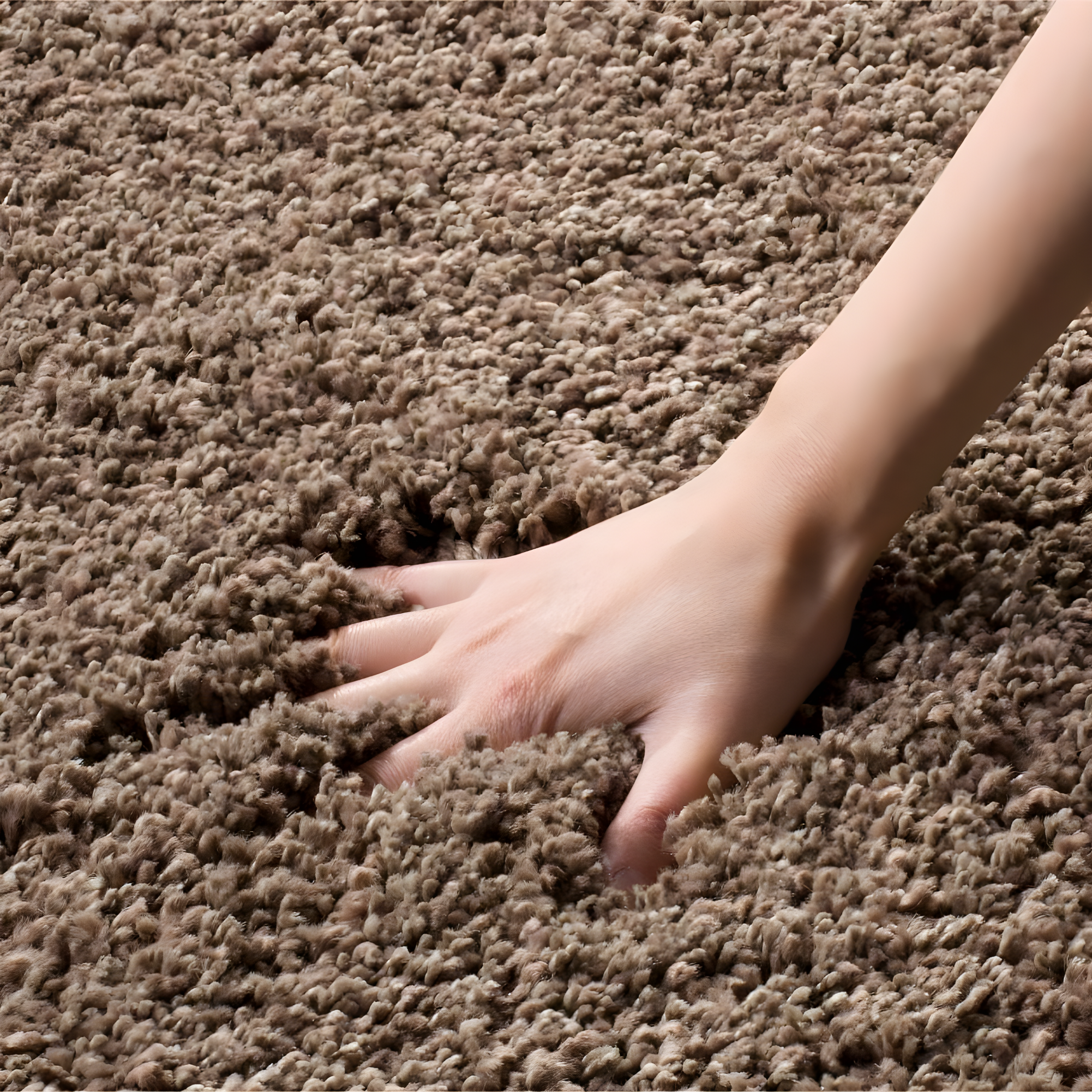 SAFAVIEH California Solid Plush Shag Area Rug, Taupe, 5'3" x 5'3" Square