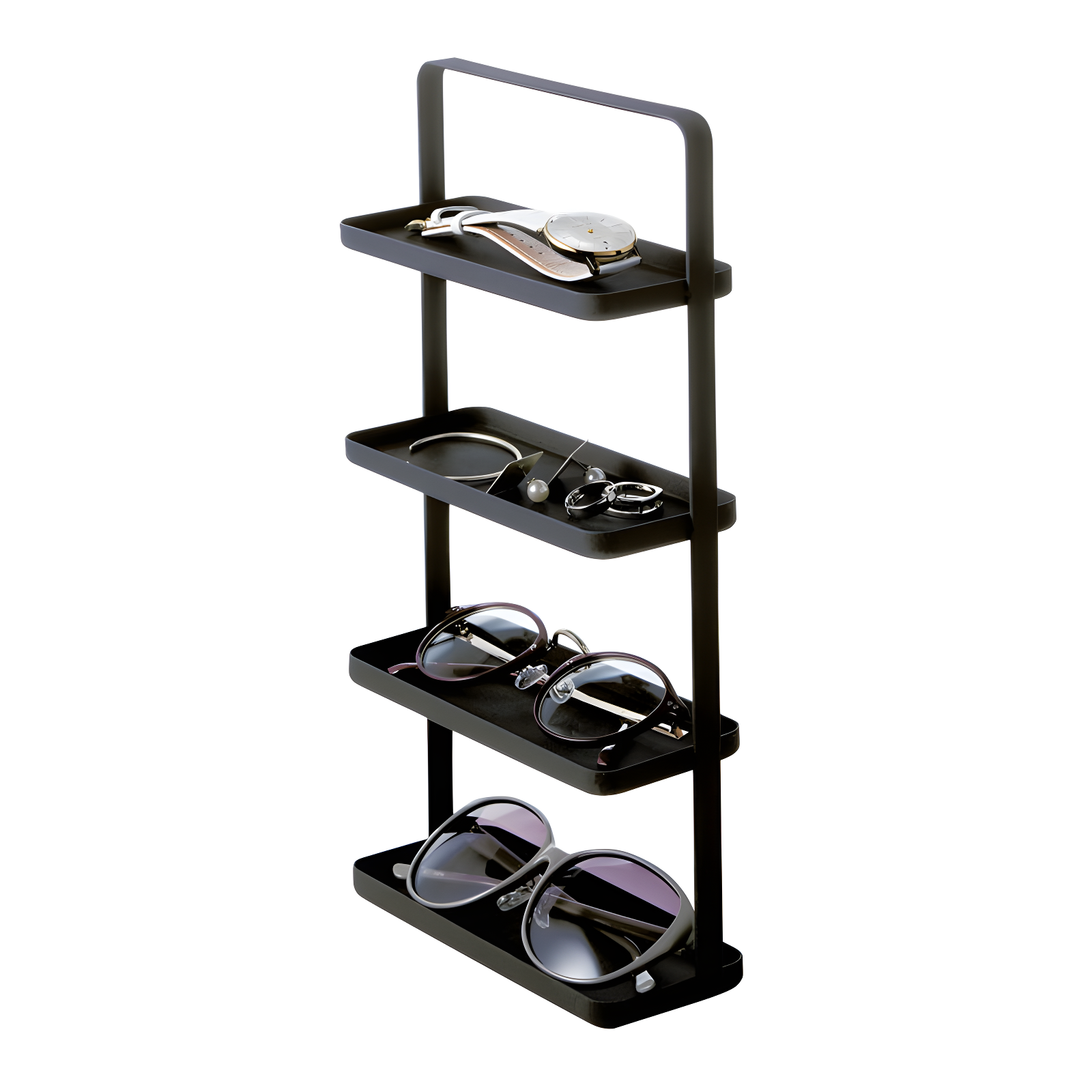 Tower Yamazaki Home 4-Tier Accessory Tray, Jewelry Holder & Storage Organizer, Steel, Handle