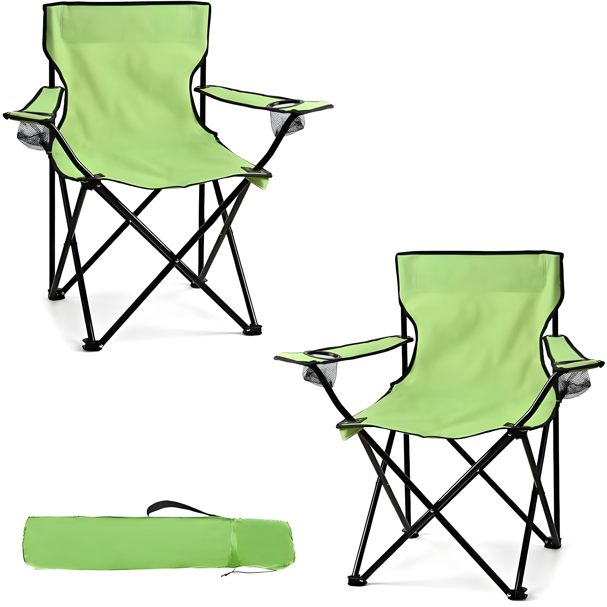 2 Pack Lightweight Camping Chairs for Adults & Teens, 250LBS Capacity Foldable Portable Chairs with Carry Bag, Compact Design for Camping, Beach, Picnics, and Outdoor Events