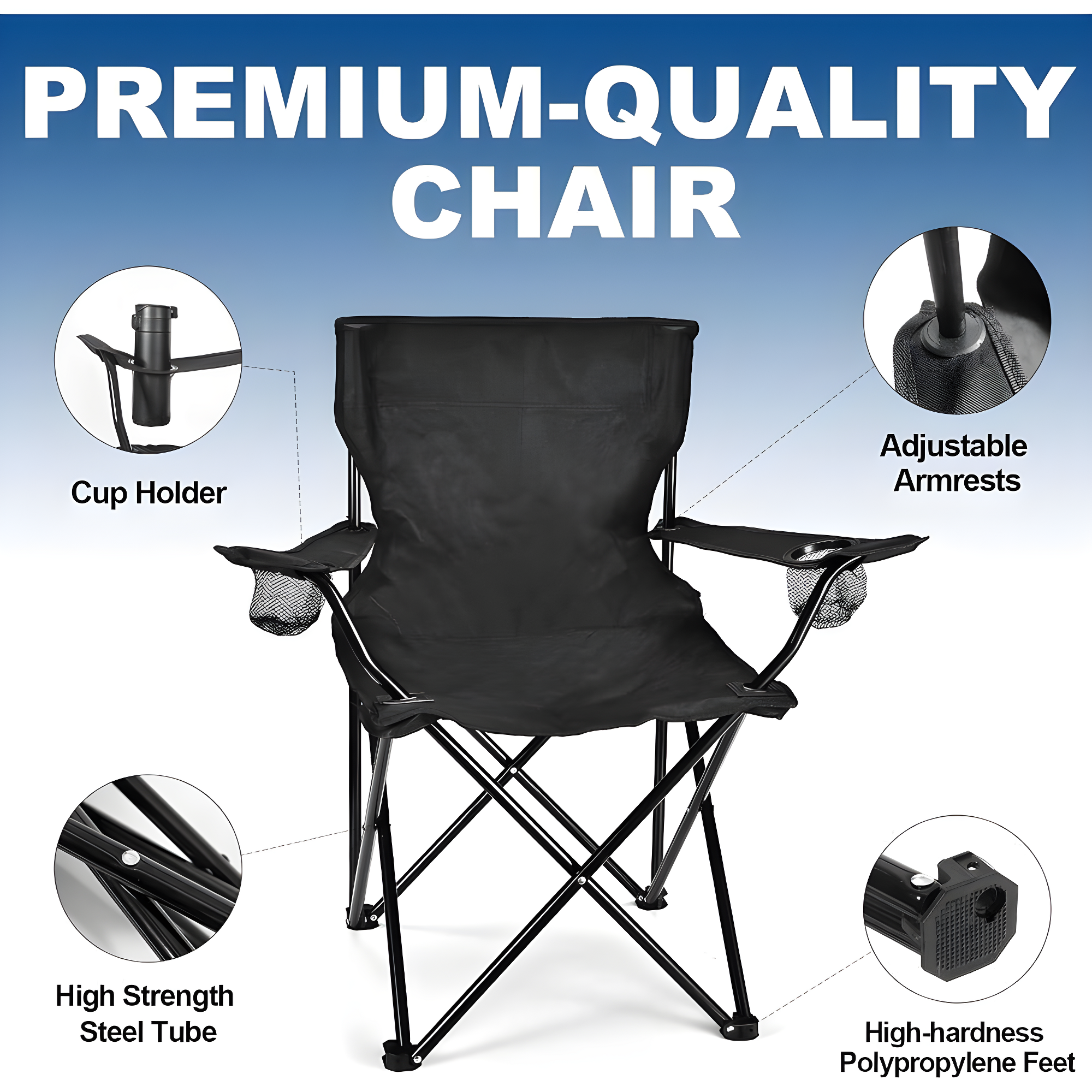 2 Pack Lightweight Camping Chairs for Adults & Teens, 250LBS Capacity Foldable Portable Chairs with Carry Bag, Compact Design for Camping, Beach, Picnics, and Outdoor Events