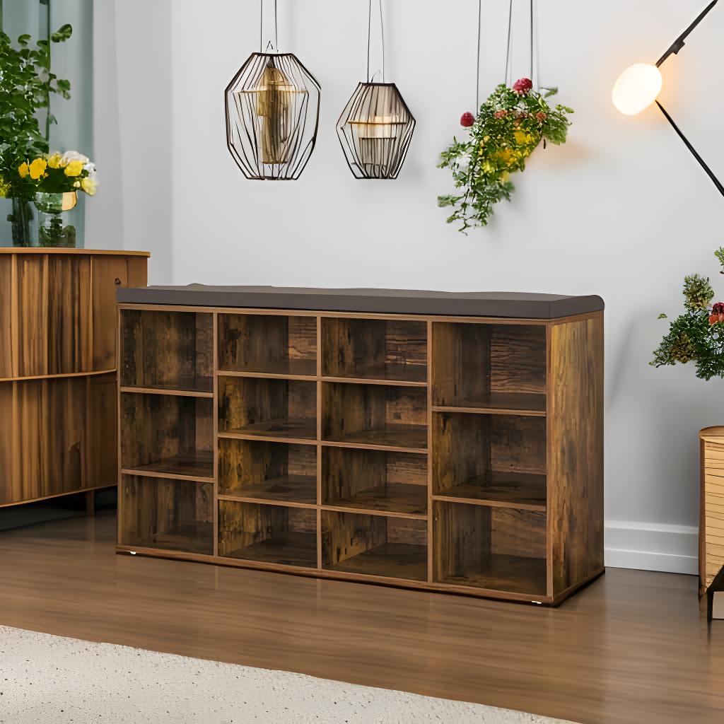 Shoe Organizer for Entryway, Storage Bench with Cushion
